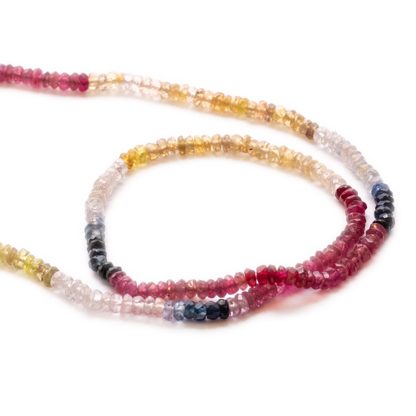 Multicoloured Sapphire Faceted Rondelle Beads - Various lengths