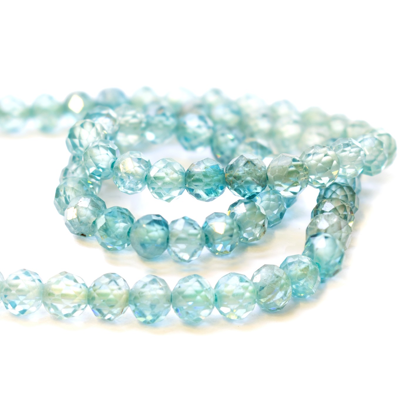 Blue Zircon Ombre Faceted Round Beads - Approx 3.5mm