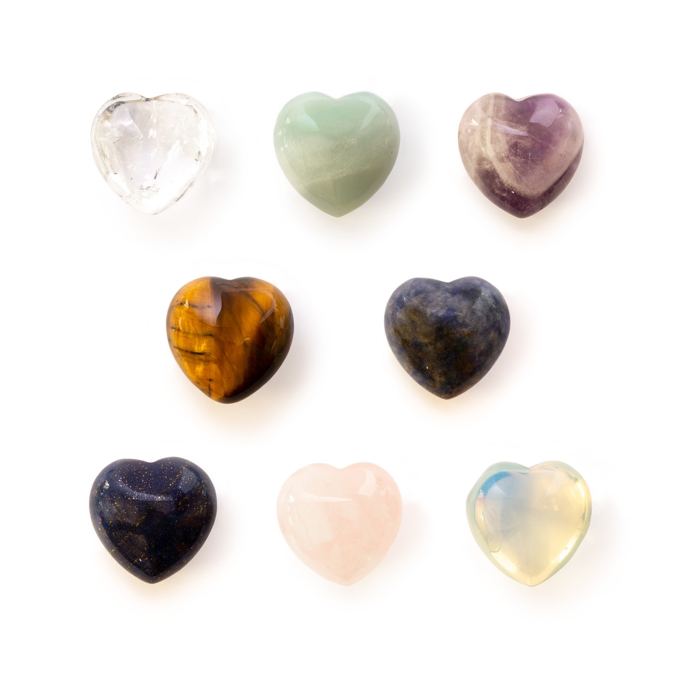 Undrilled Gemstone Heart Palm Stones, Approx 20mm