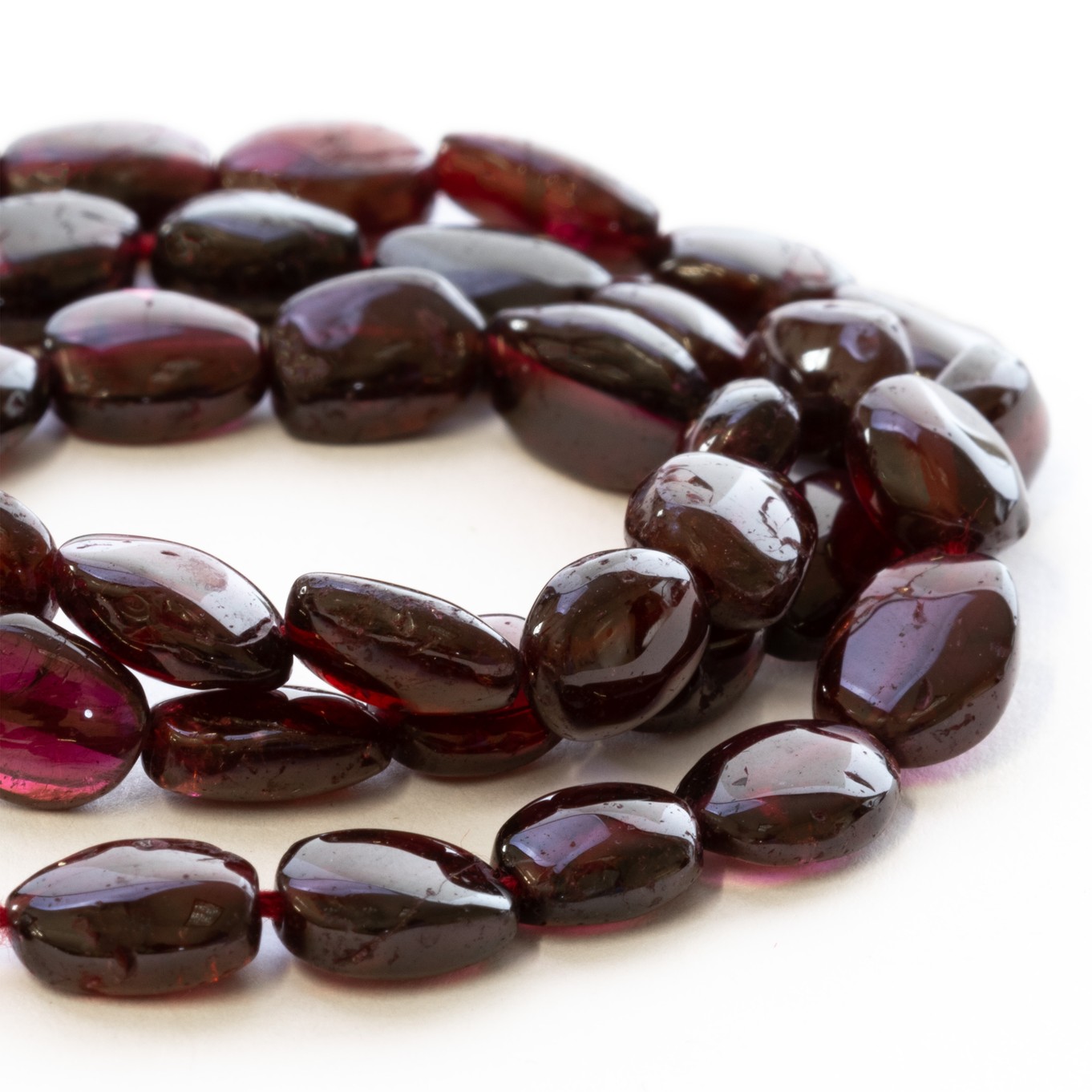 Garnet Flat Oval Nugget Beads - Approx From 7x5mm