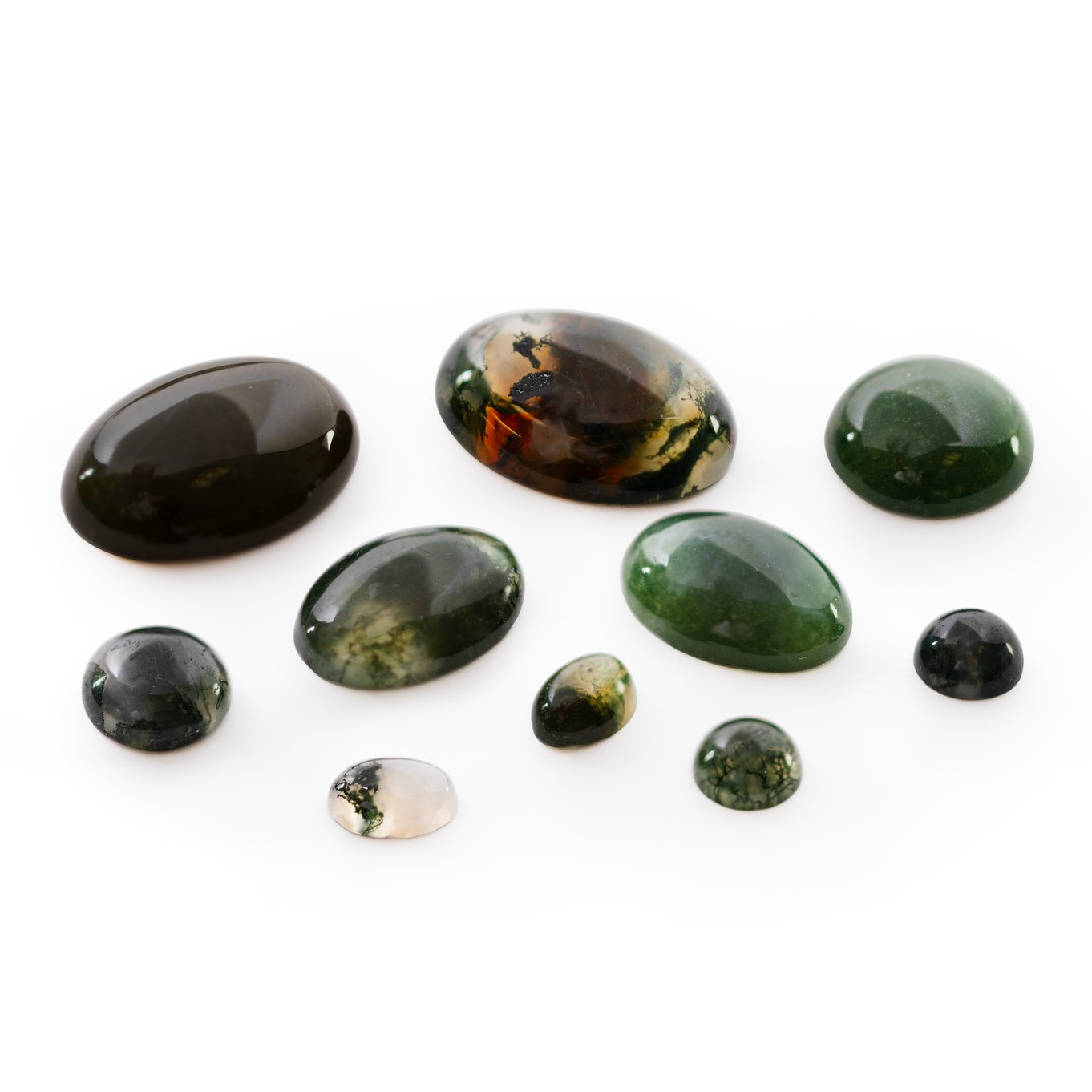 Green Moss Agate Cabochons