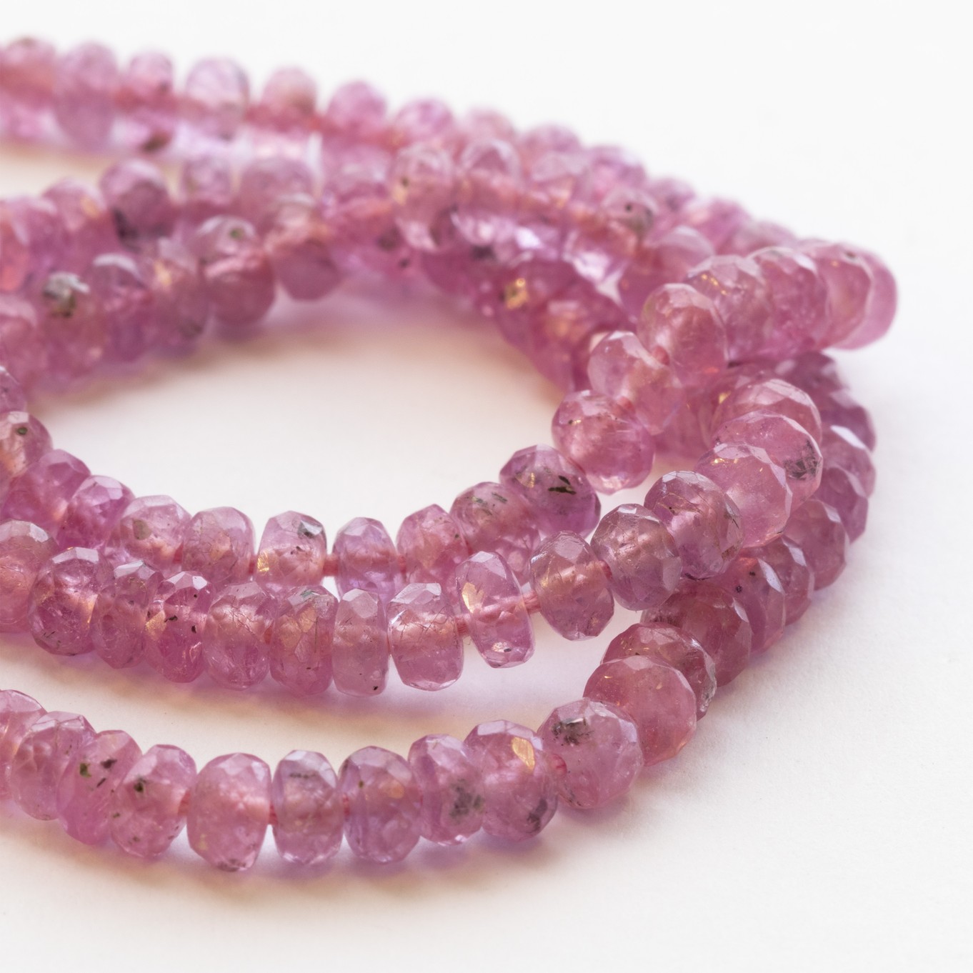 Pink Sapphire Faceted Rondelle Beads - Various sizes