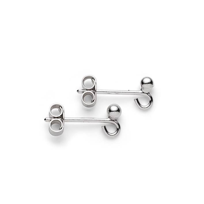 Sterling Silver French Earstuds With Ball & Loop