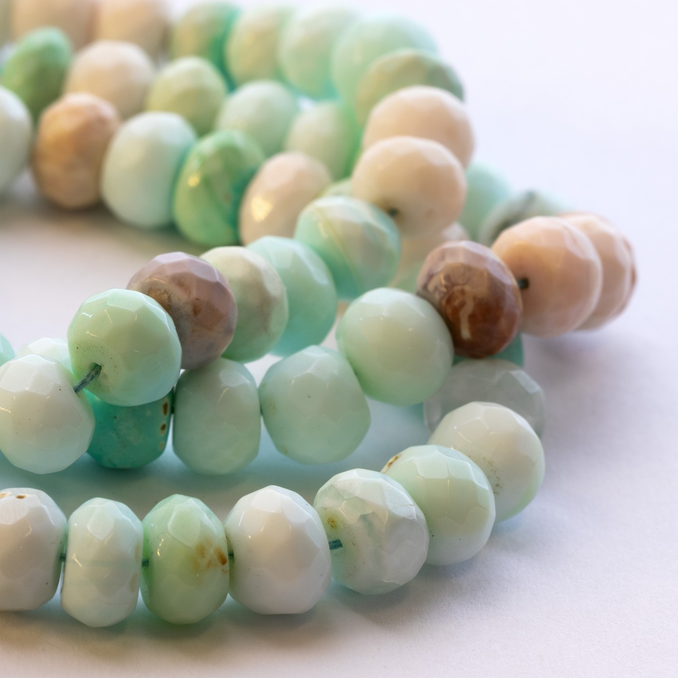 Peruvian Opal Faceted Rondelle Beads - Approx From 7mm