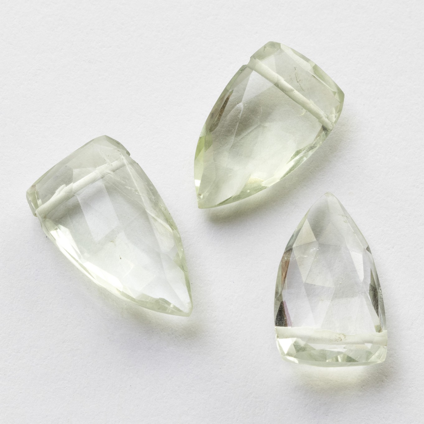 Green Amethyst Faceted Shield Shaped Beads - Approx 15x8.5mm