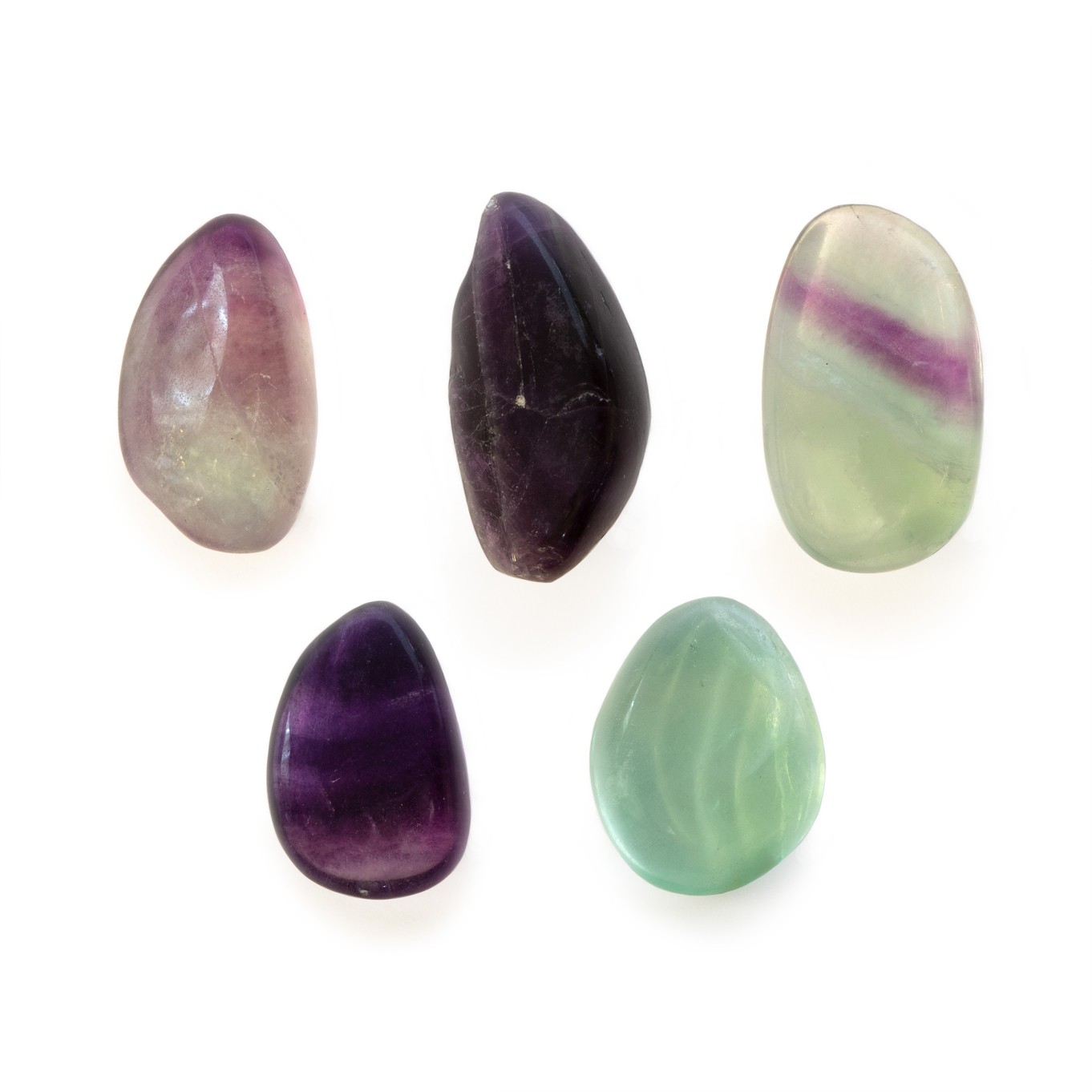 Rainbow Fluorite Tumbled Polished Stones, Pack of 5 Stones