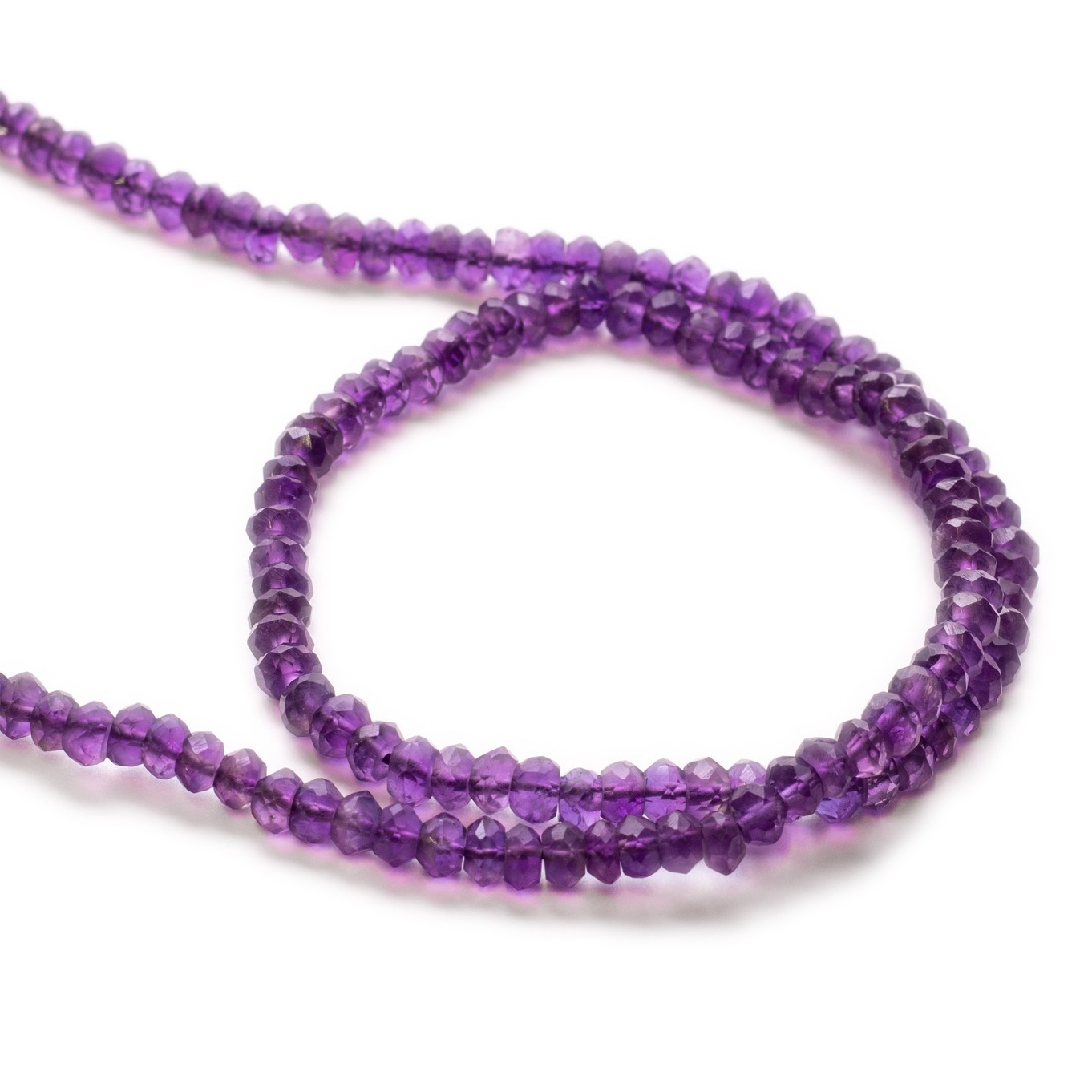 African Amethyst Faceted Rondelle Beads - Approx From 4x2.5mm