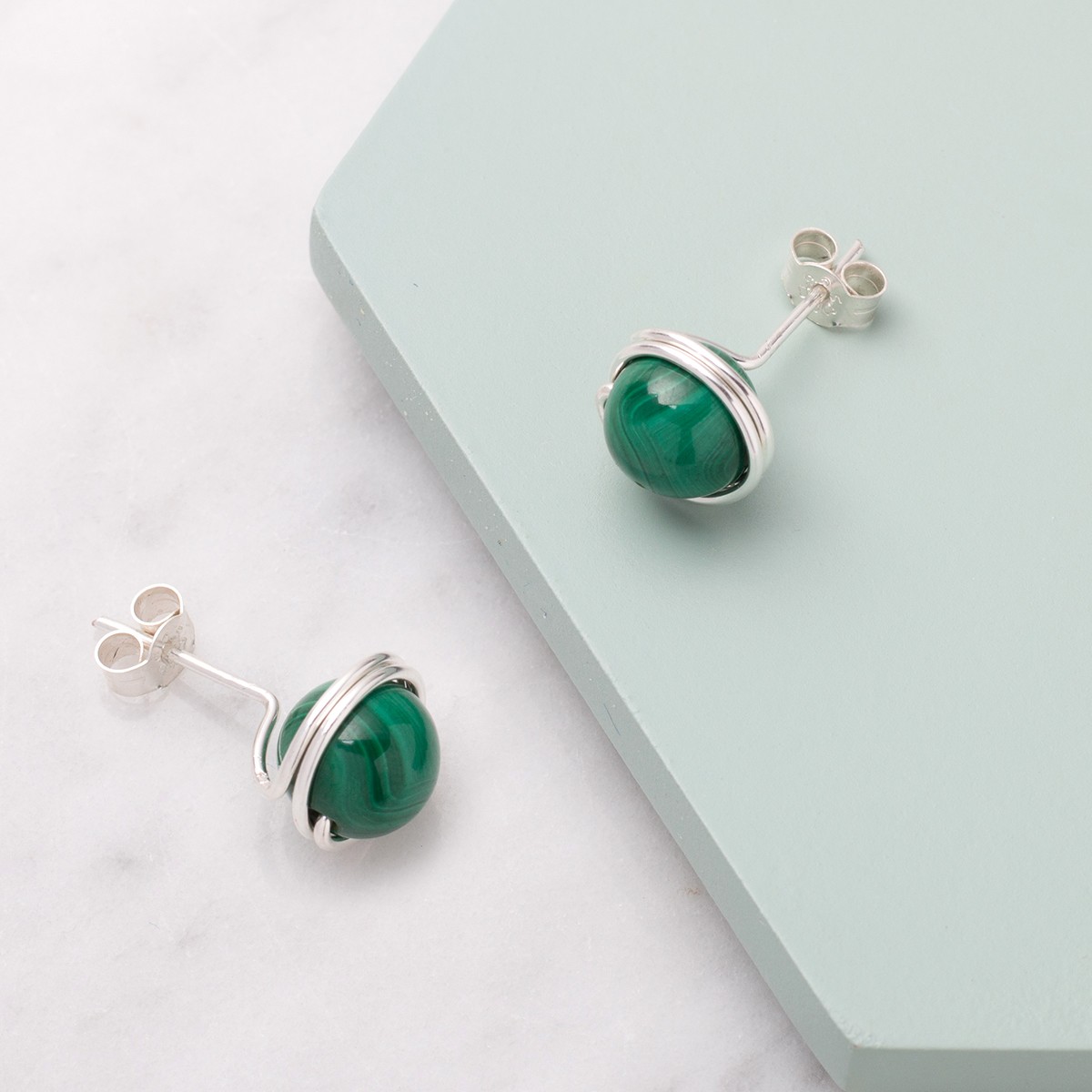 Malachite Bead Earrings