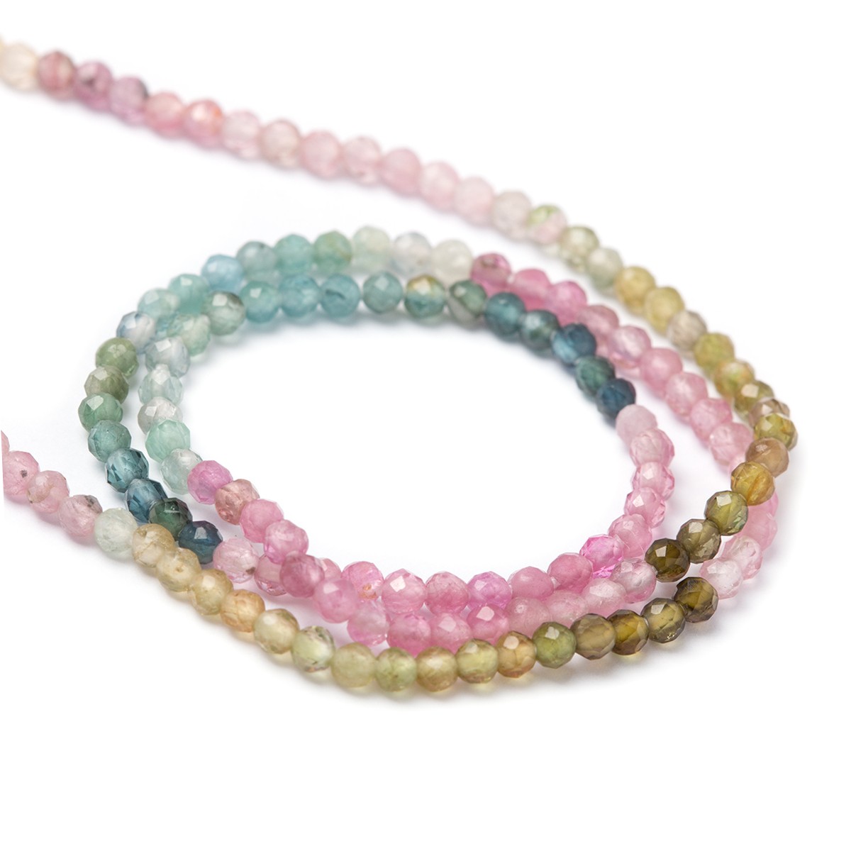 Tourmaline Faceted Round Beads - Approx 3mm