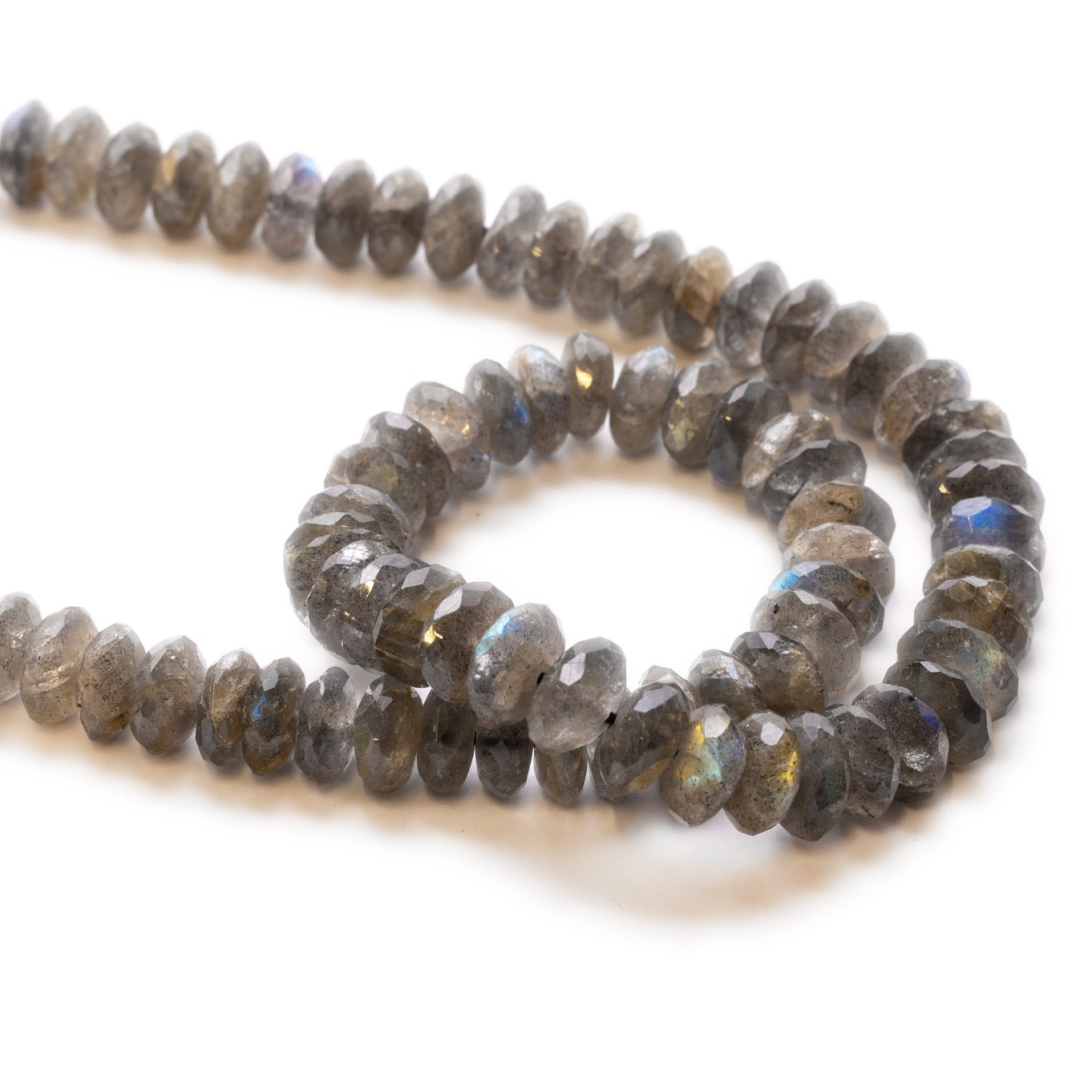 Labradorite German Cut Faceted Rondelle Beads - Approx From 8.5mm