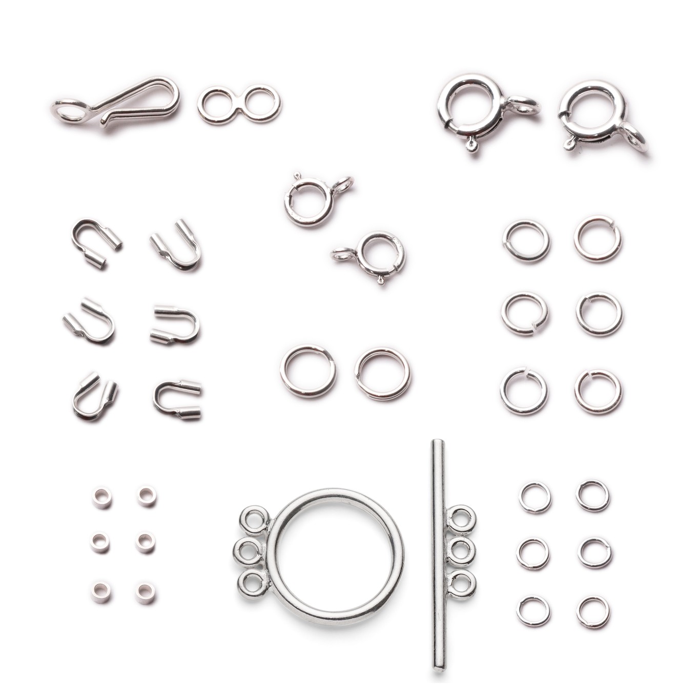 Assorted Sterling Silver Findings Pack for Necklets and Bracelets (26 pieces)