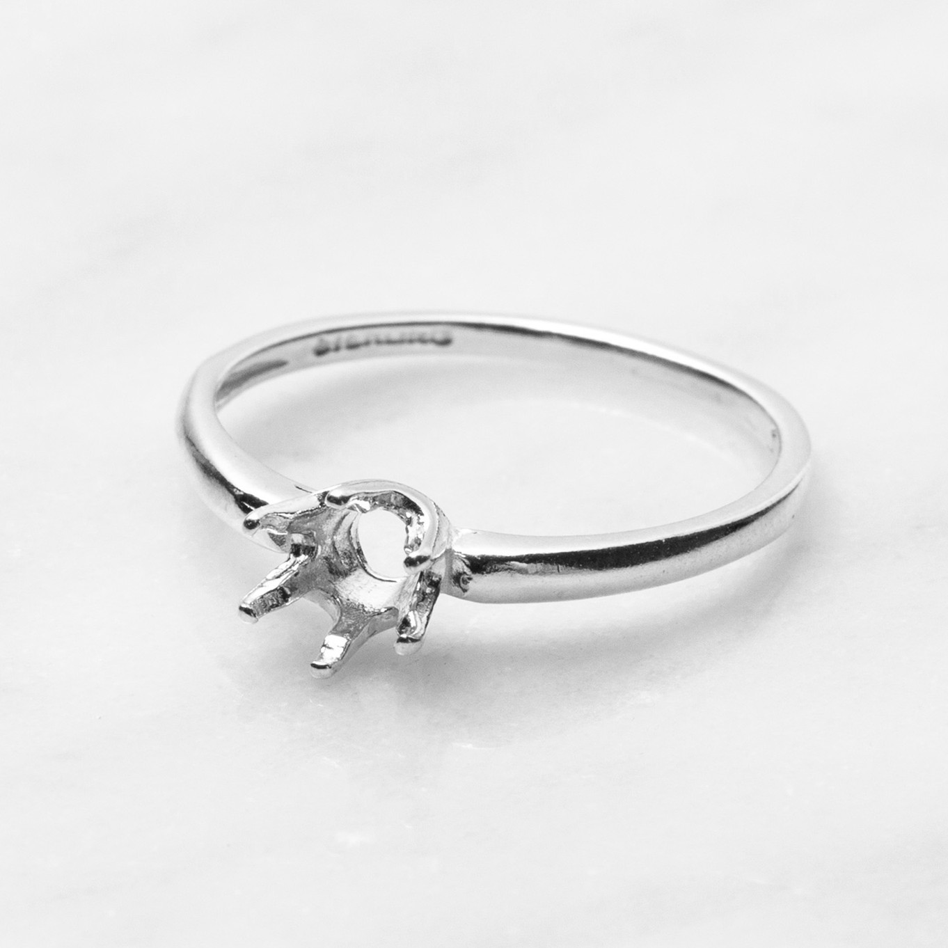 Sterling Silver Pre-Notched Ring For 5mm Round Faceted Stone