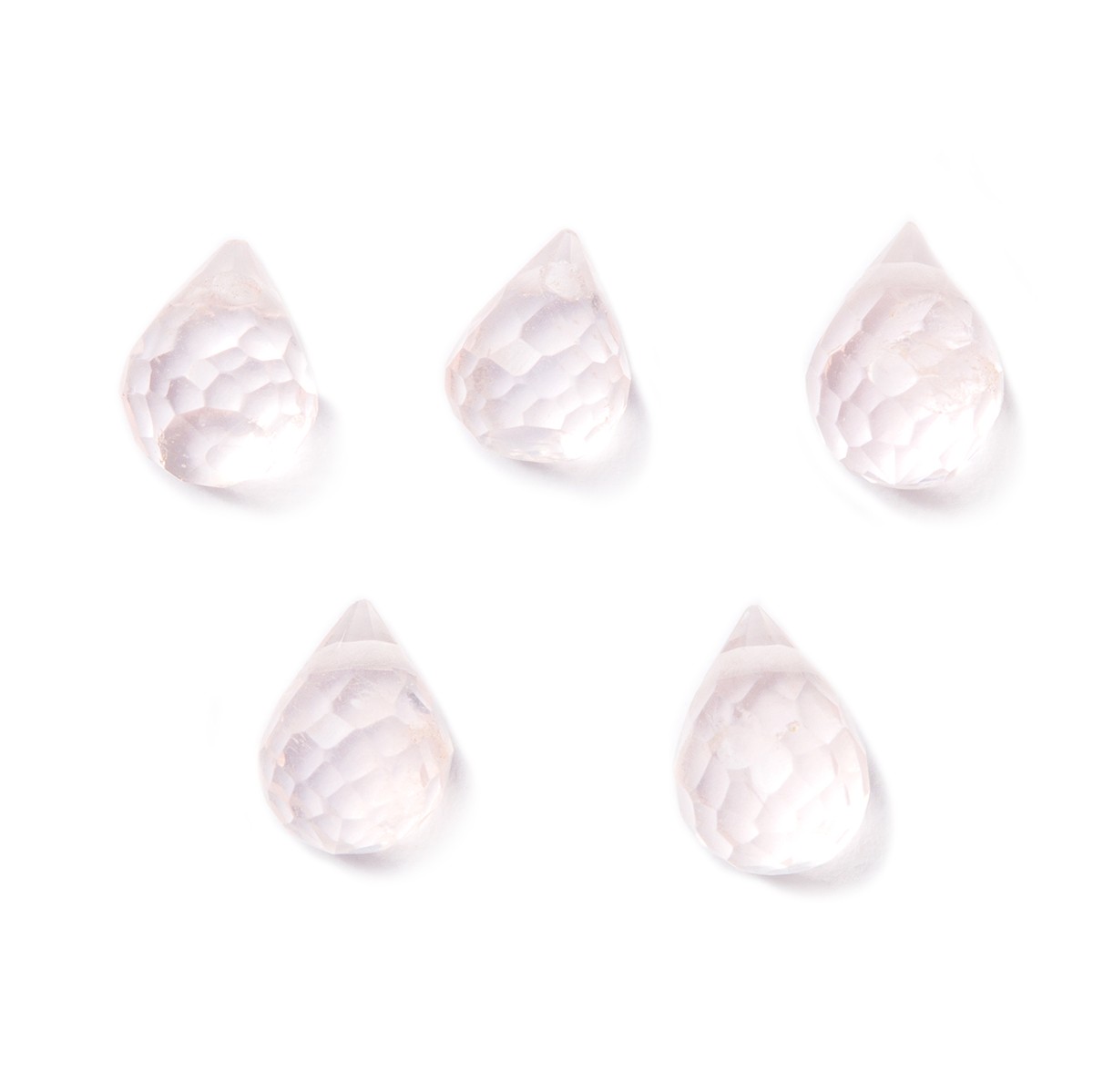 Rose Quartz  Faceted Drop Briolette Beads - Approx 3x2.5mm, Pack of 10 Beads