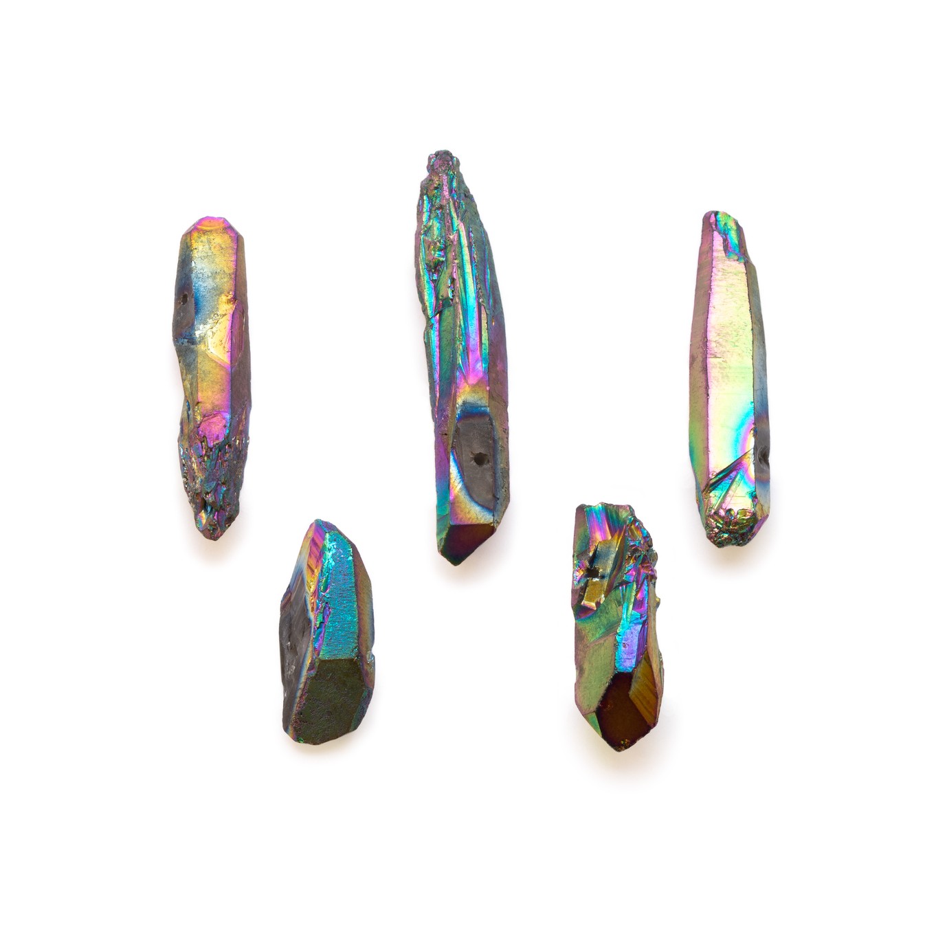 Mystic Coated Rainbow Quartz Crystal Point Beads, Pack of 10