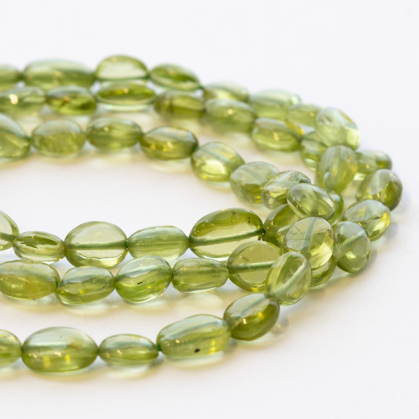 Peridot Flat Oval Nugget Beads 