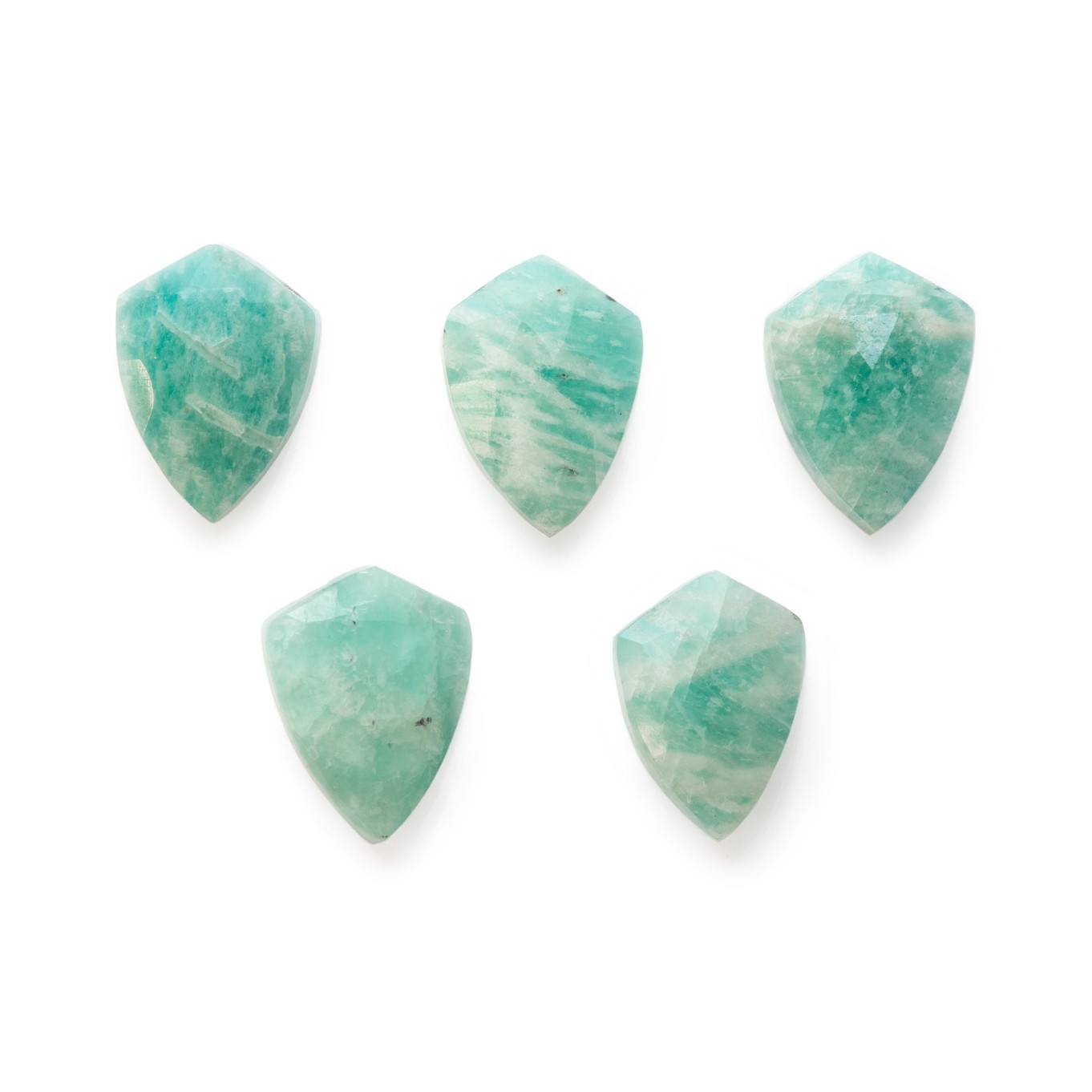 Amazonite Faceted Shield Shaped Beads - Approx 10.5x7.5mm