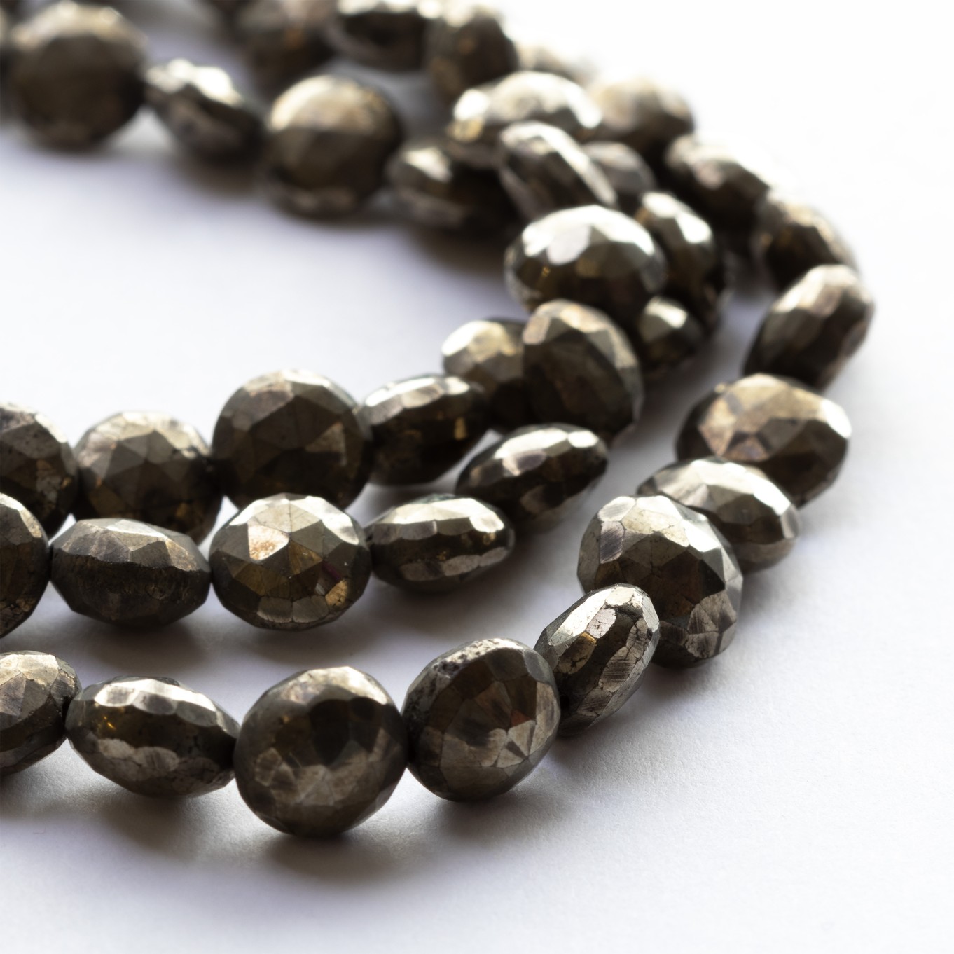 Pyrite Faceted Coin Beads - Approx 7.5x4.5mm