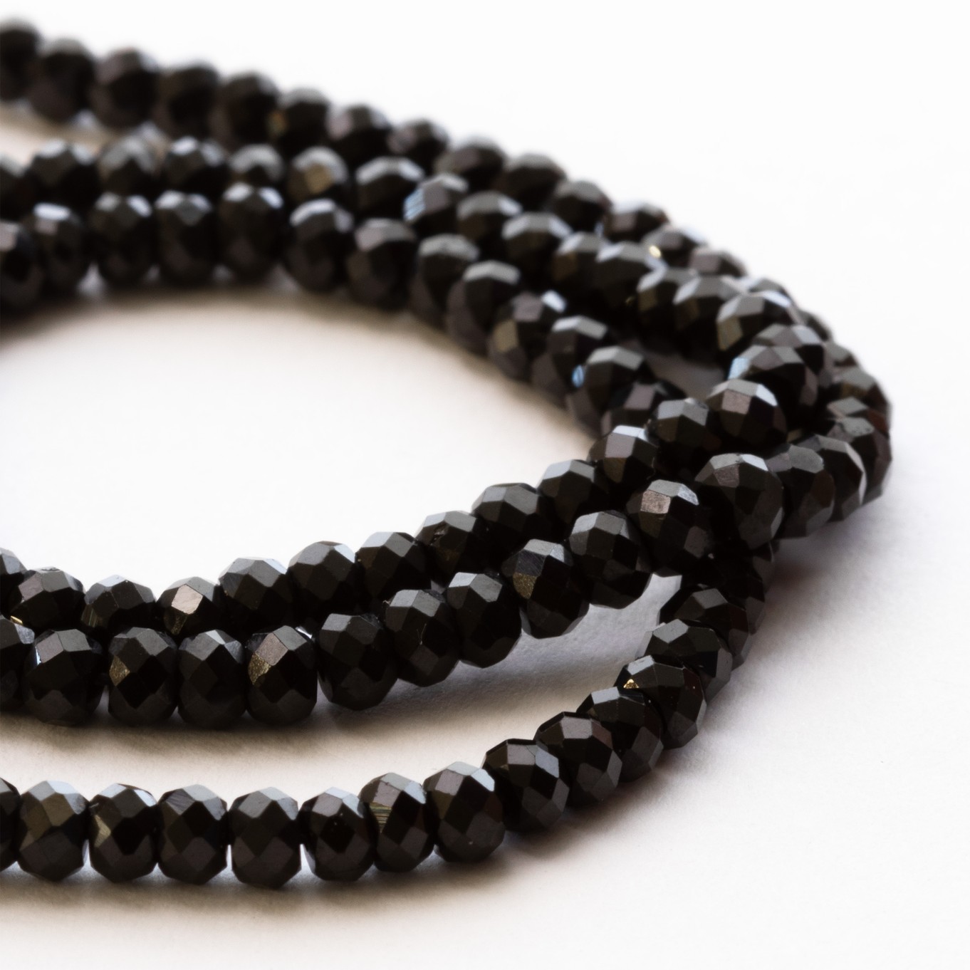 Black Spinel Faceted Rondelle Beads - Approx From 3mm