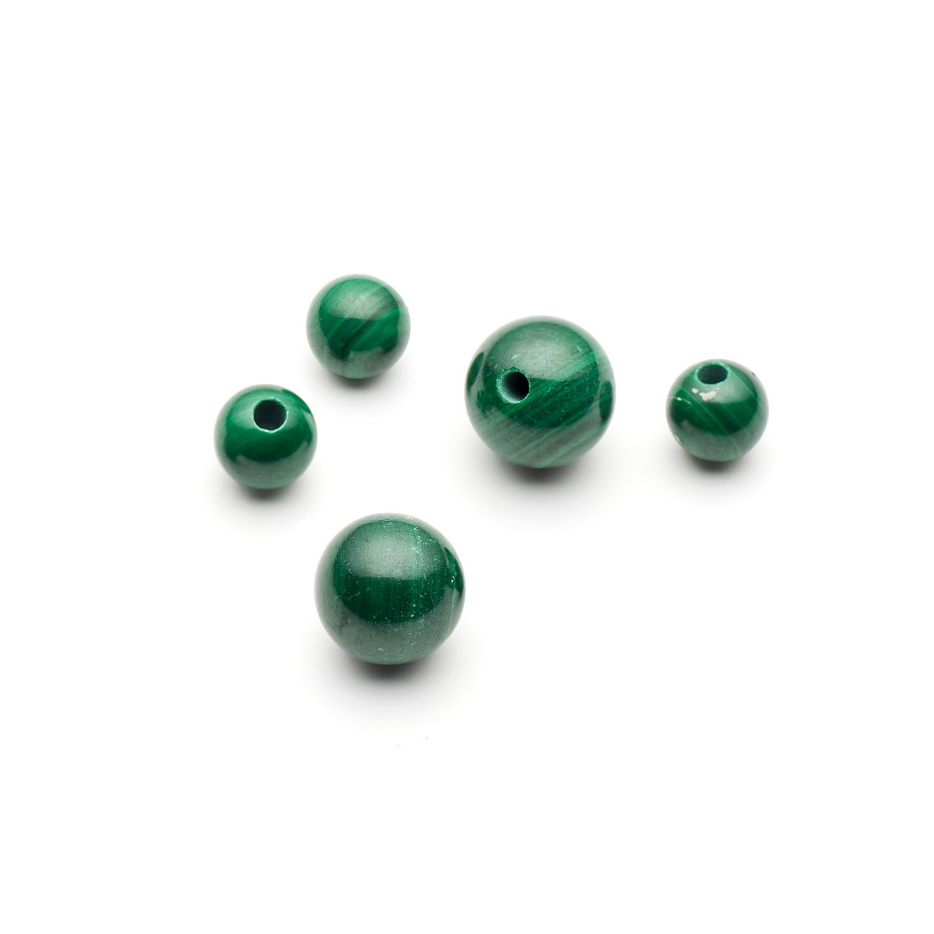 Malachite Round Half Drilled Beads - Various sizes