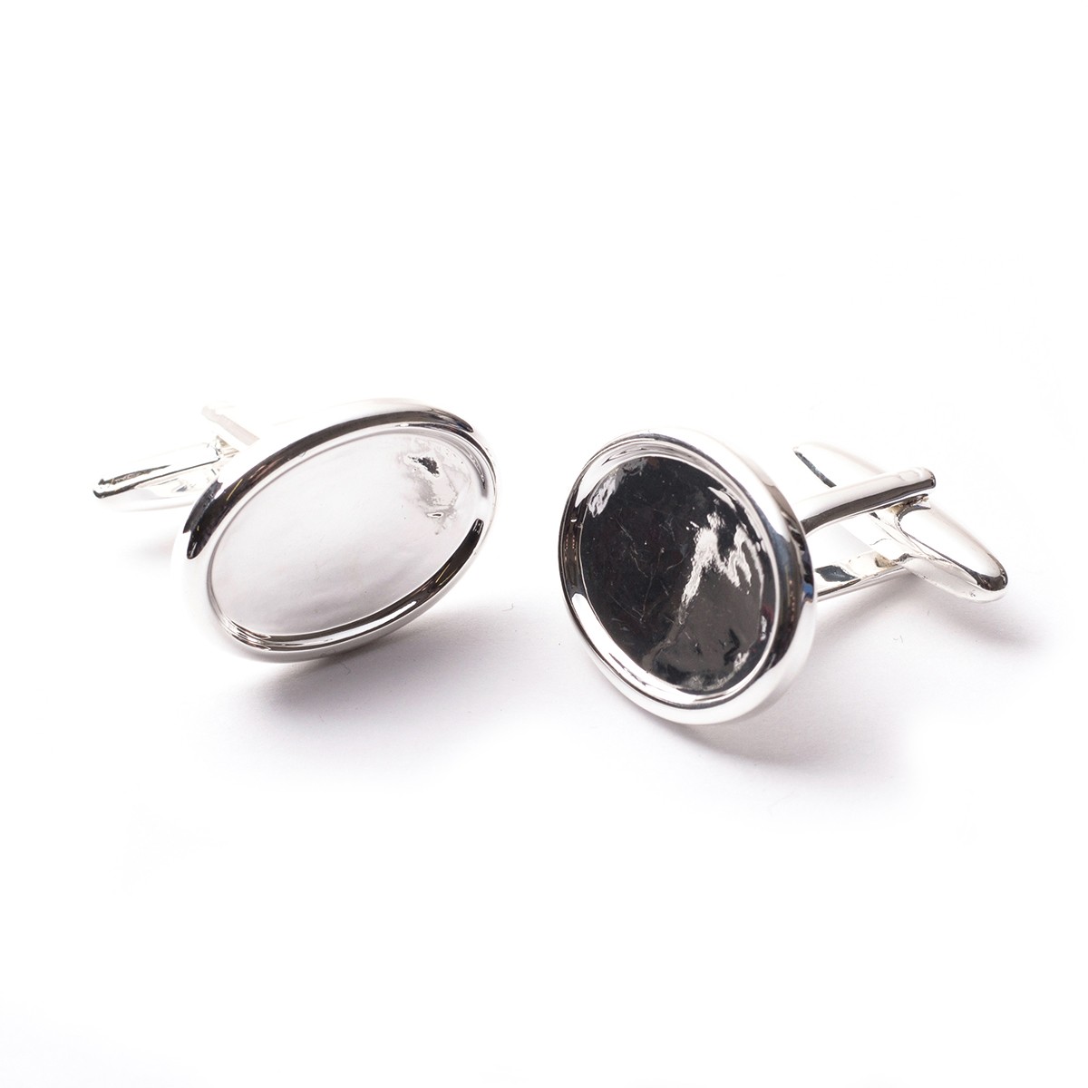 Silver Plated Cufflink Settings for 18x13mm Cabochon Stones (Pair)