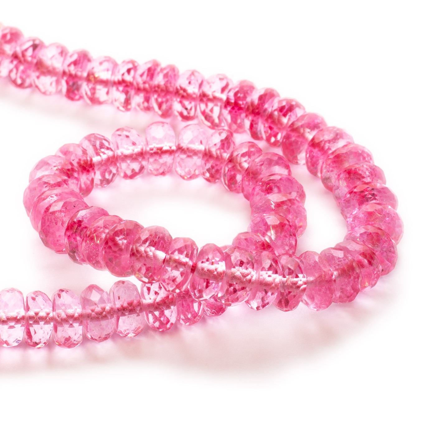 Pink Topaz Faceted Rondelle Beads - Approx From 7mm