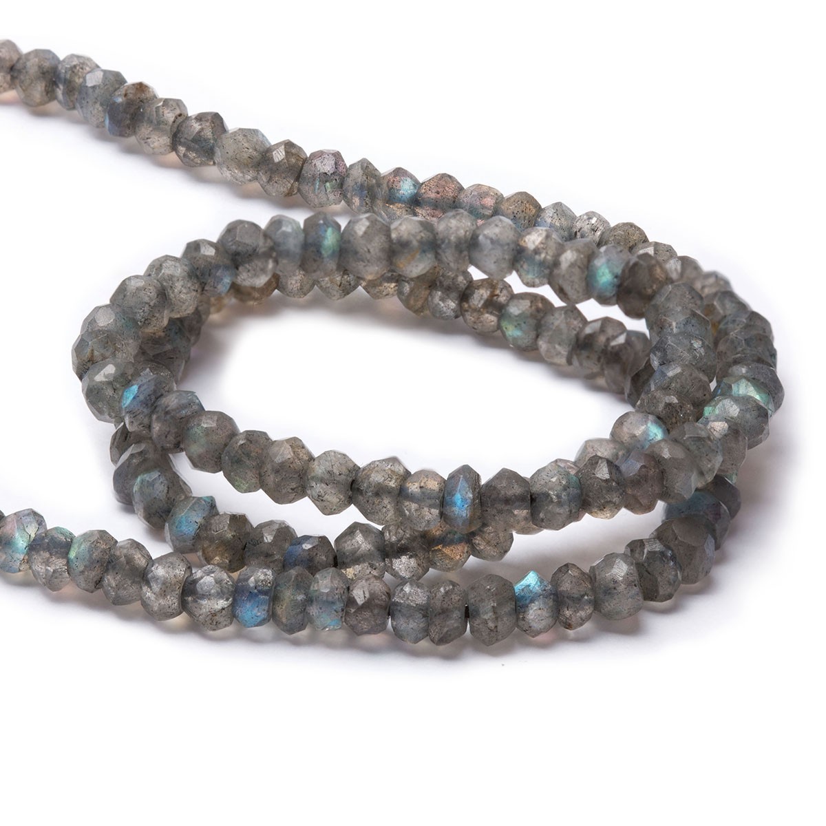 Labradorite Faceted Rondelle Beads - Approx from 3mm