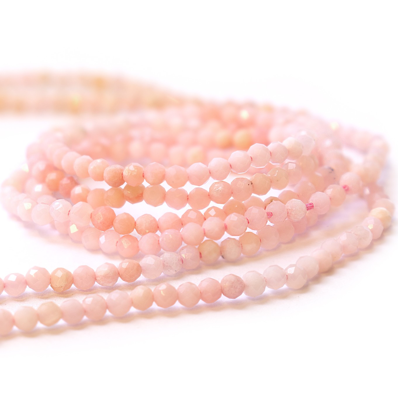 Pink Opal Shaded Micro Faceted Round Beads - Approx 2mm