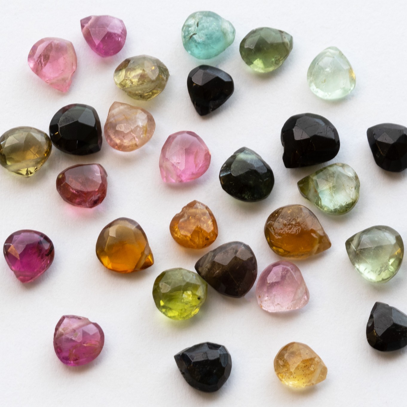 Tourmaline Heart Shape Faceted Briolette Beads - Approx From 4mm, Pack of 10 Beads