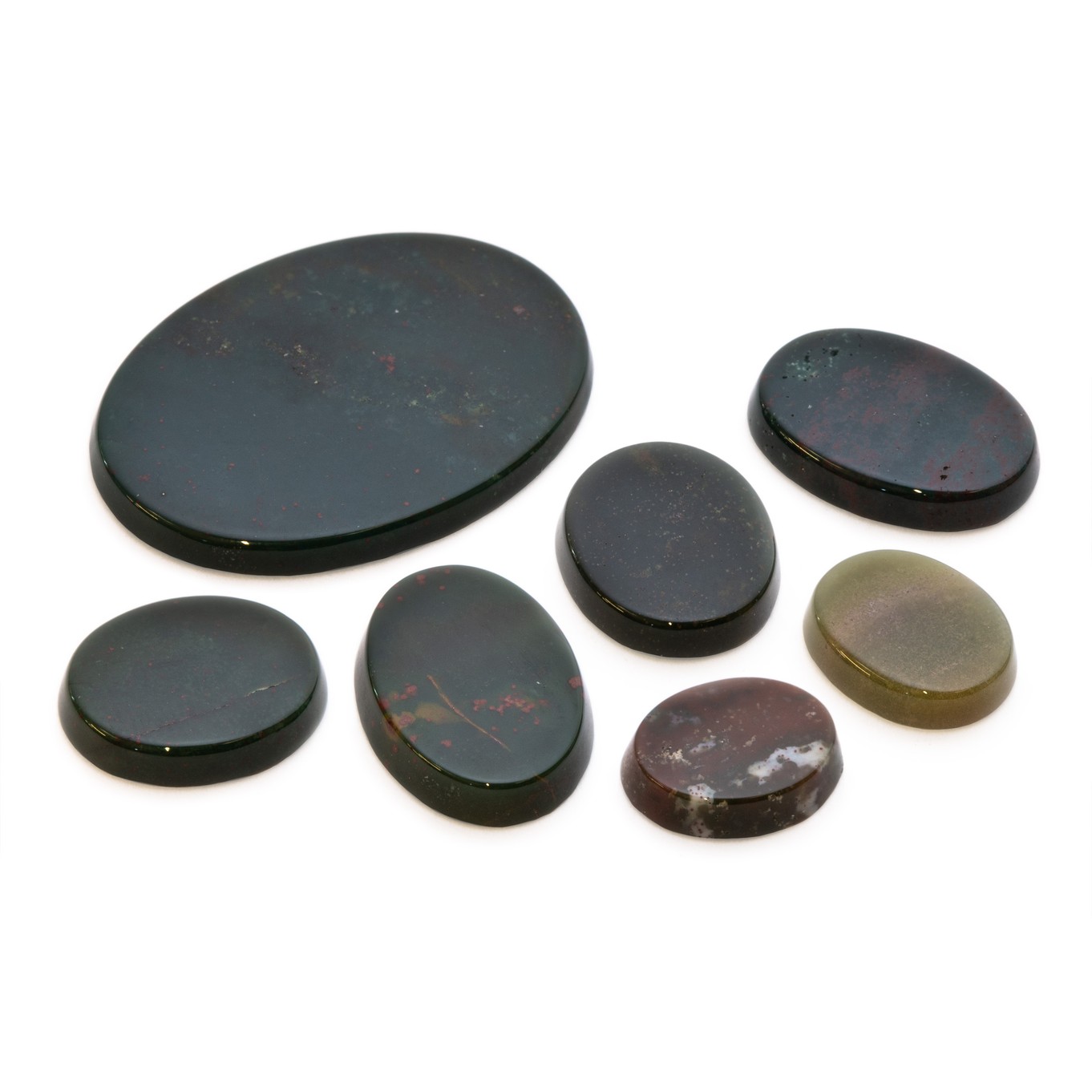 Bloodstone Flat Plate Oval Cabochons