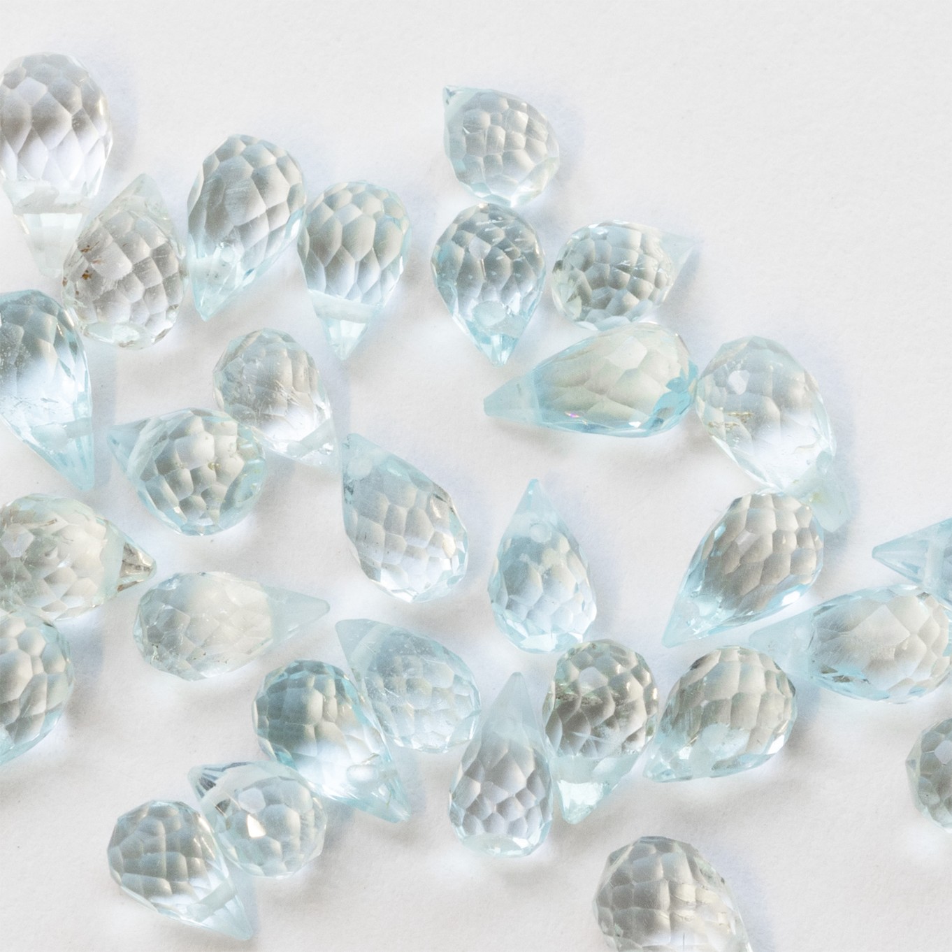 Sky Blue Topaz Faceted Drop Briolette Beads - Approx From 4mm, Pack of 10 Beads