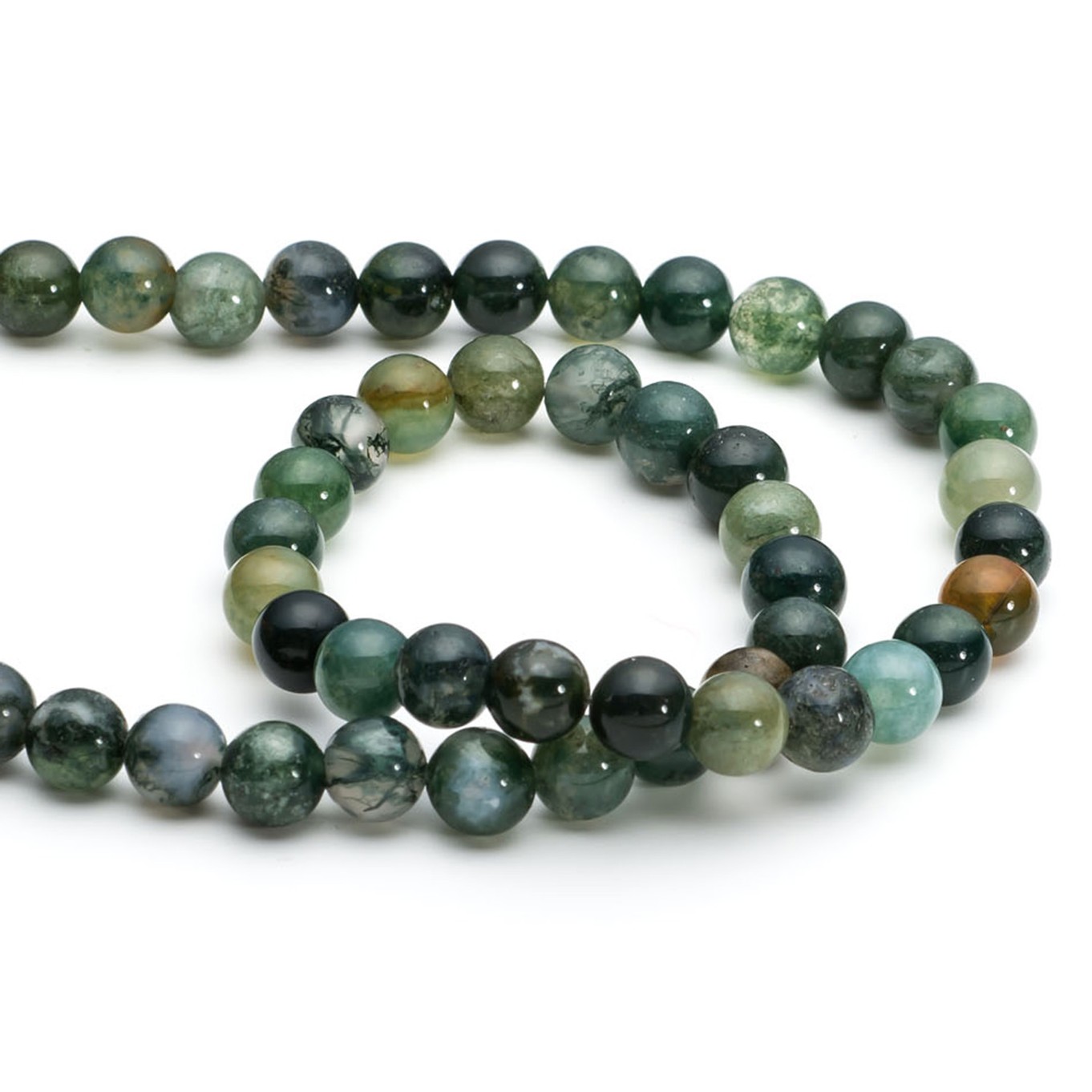 Green Moss Agate Round Beads - Various sizes