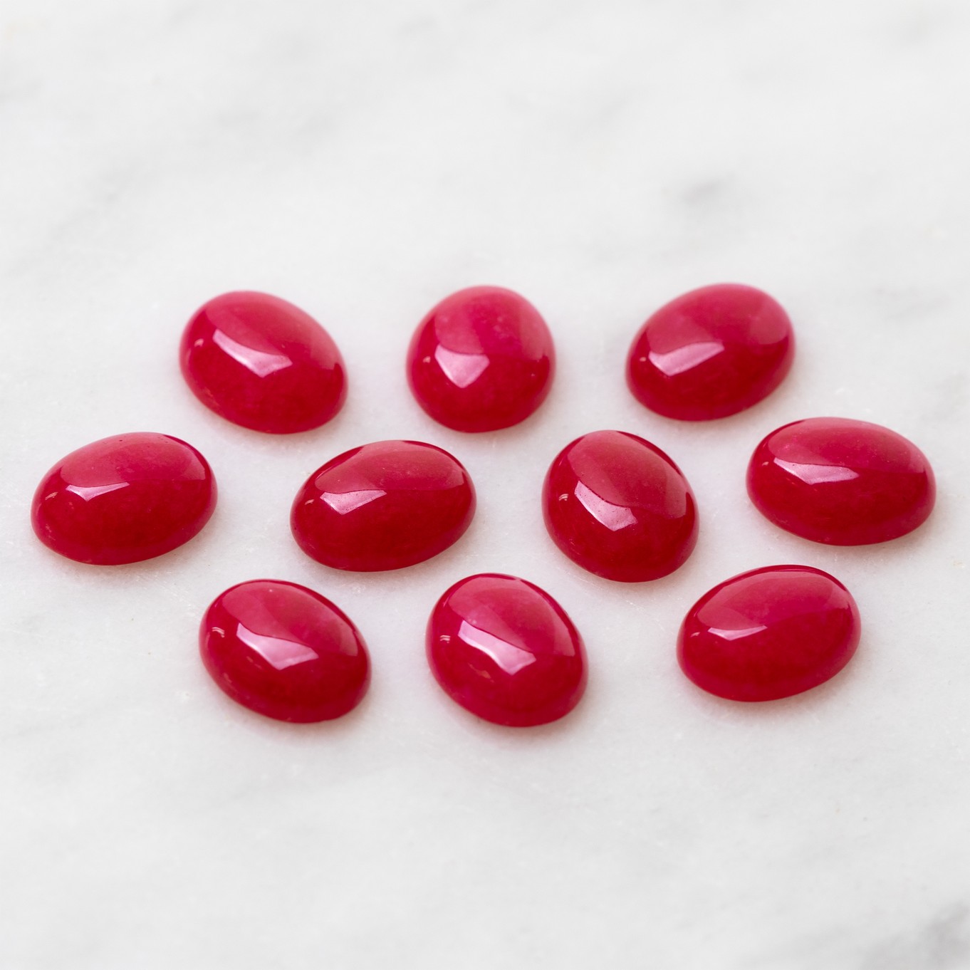 Cherry Red Agate Cabochons 10x8mm Oval