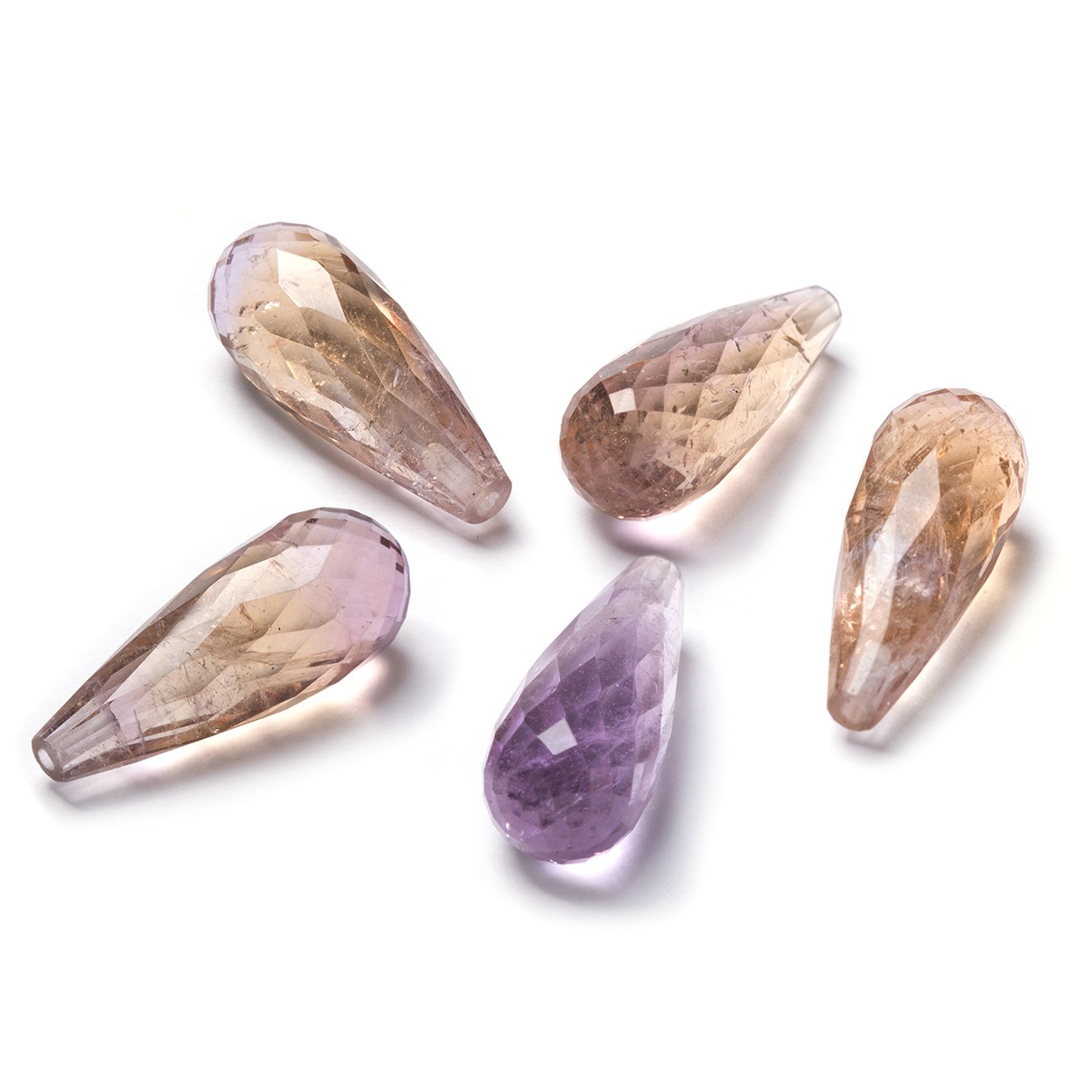 Ametrine Top Drilled Faceted Teardrop Gemstone Beads, Approx 20x8mm