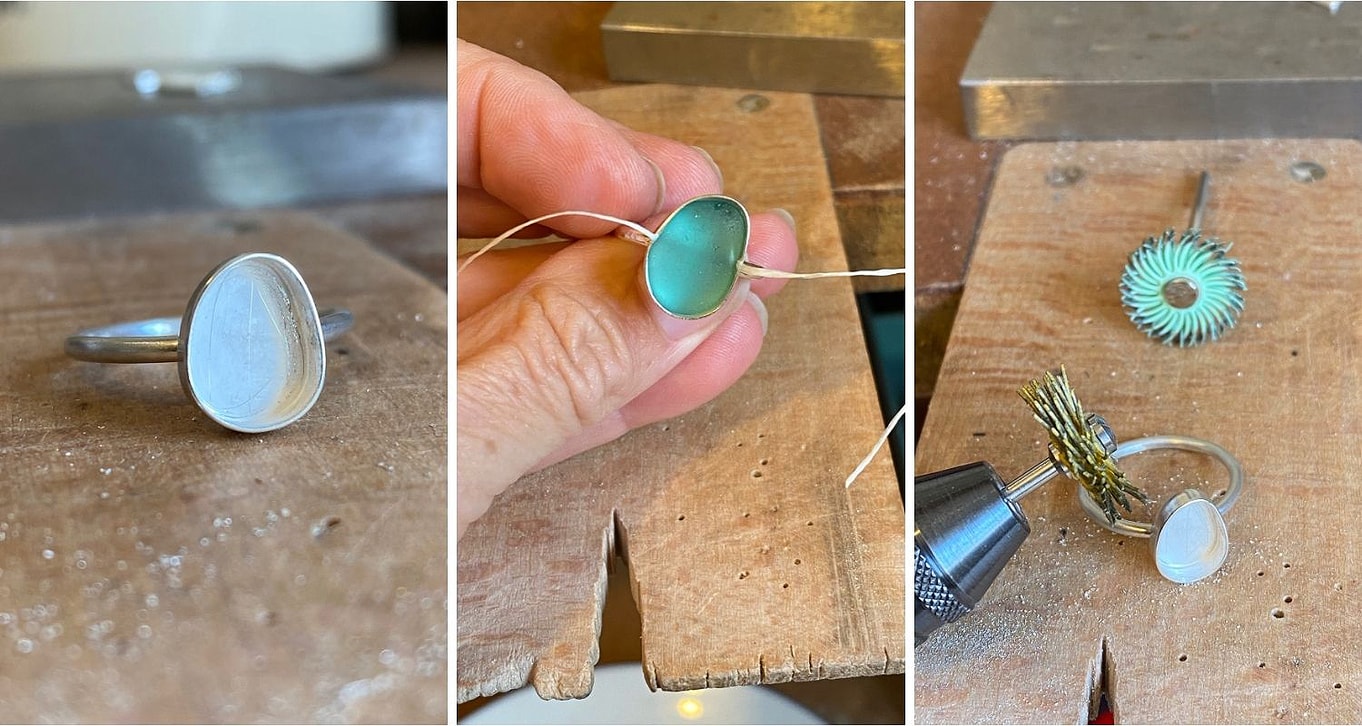 sarah bird sea glass ring tutorial