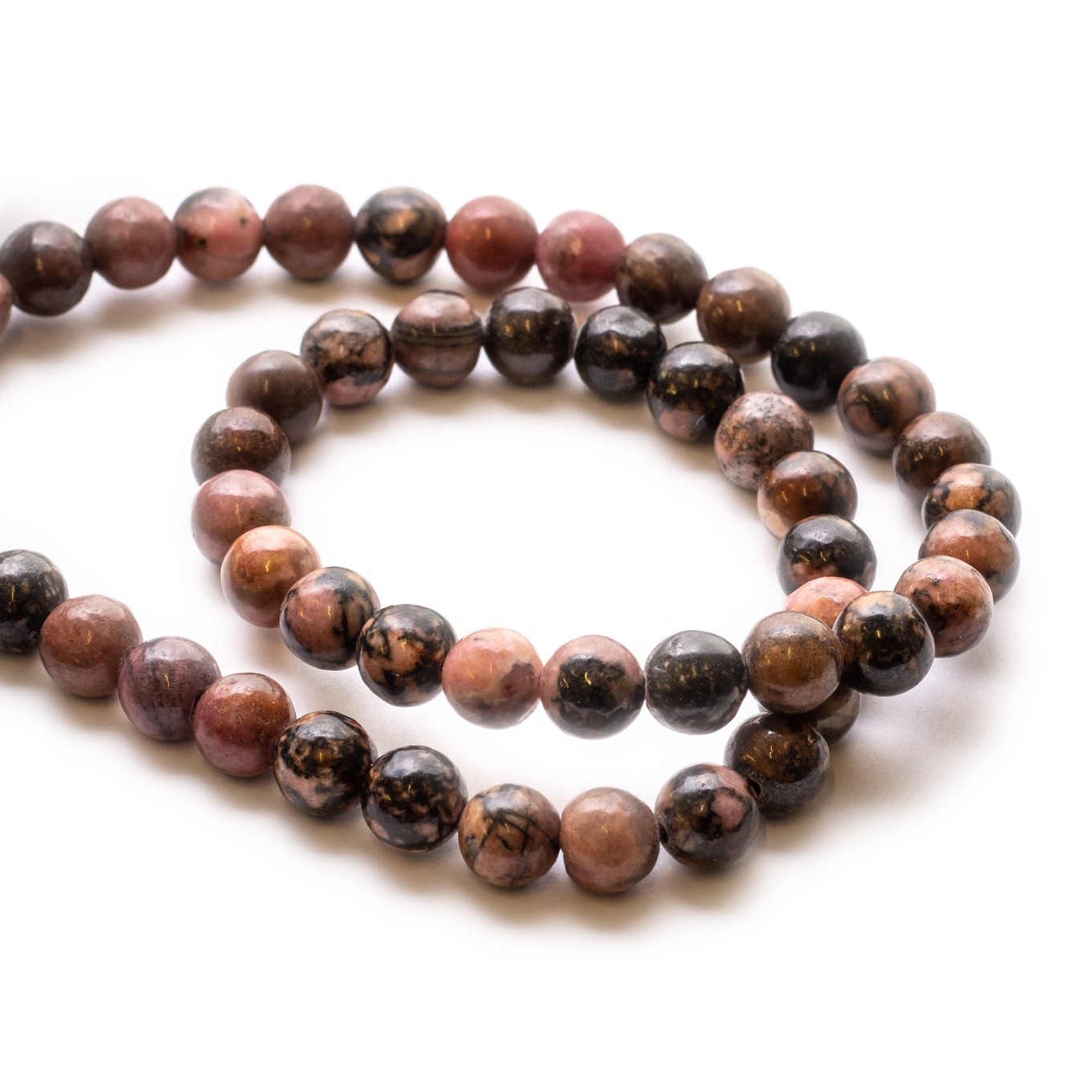 Rhodonite Round Beads - Approx From 6mm