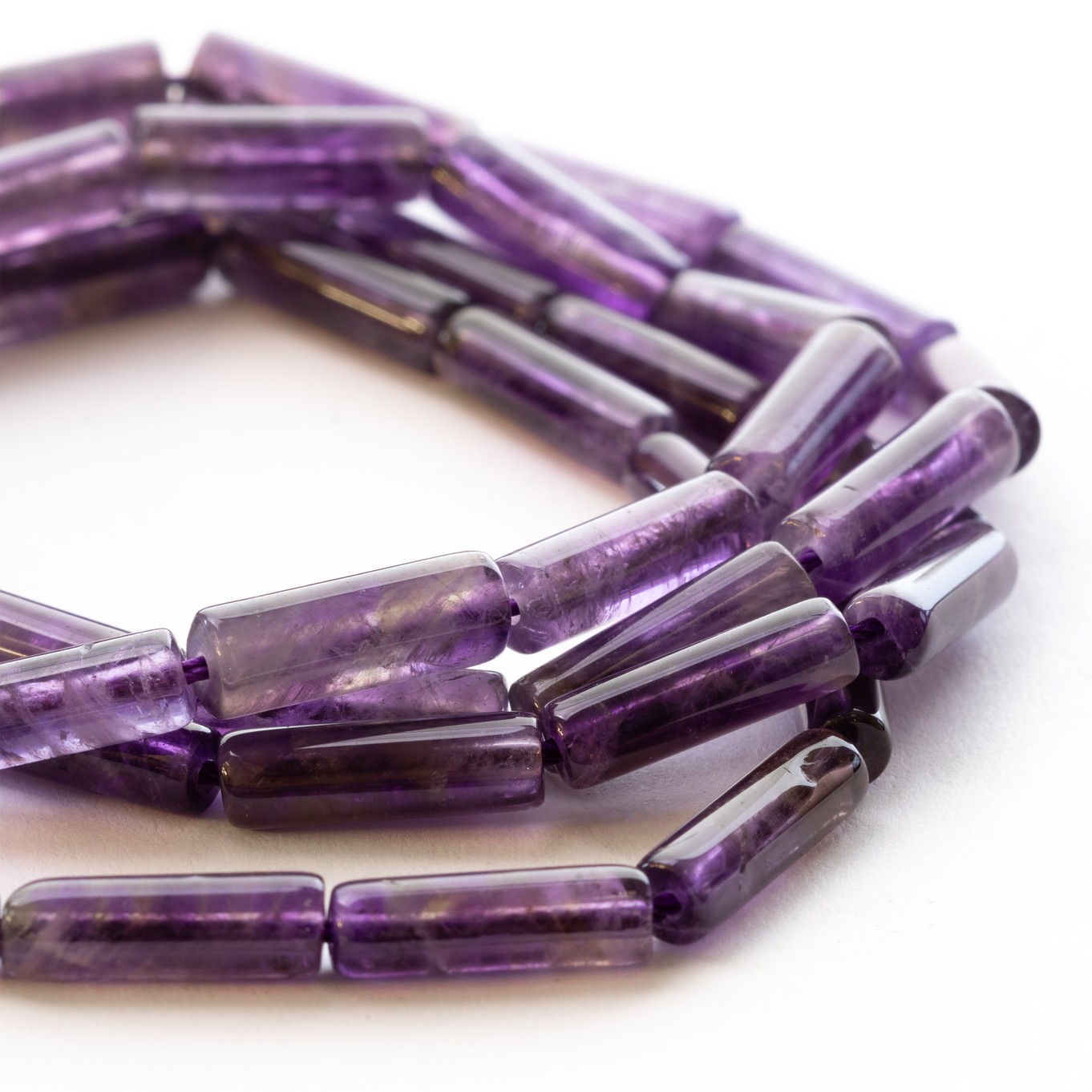 Amethyst Tube Beads - Approx 13x4mm