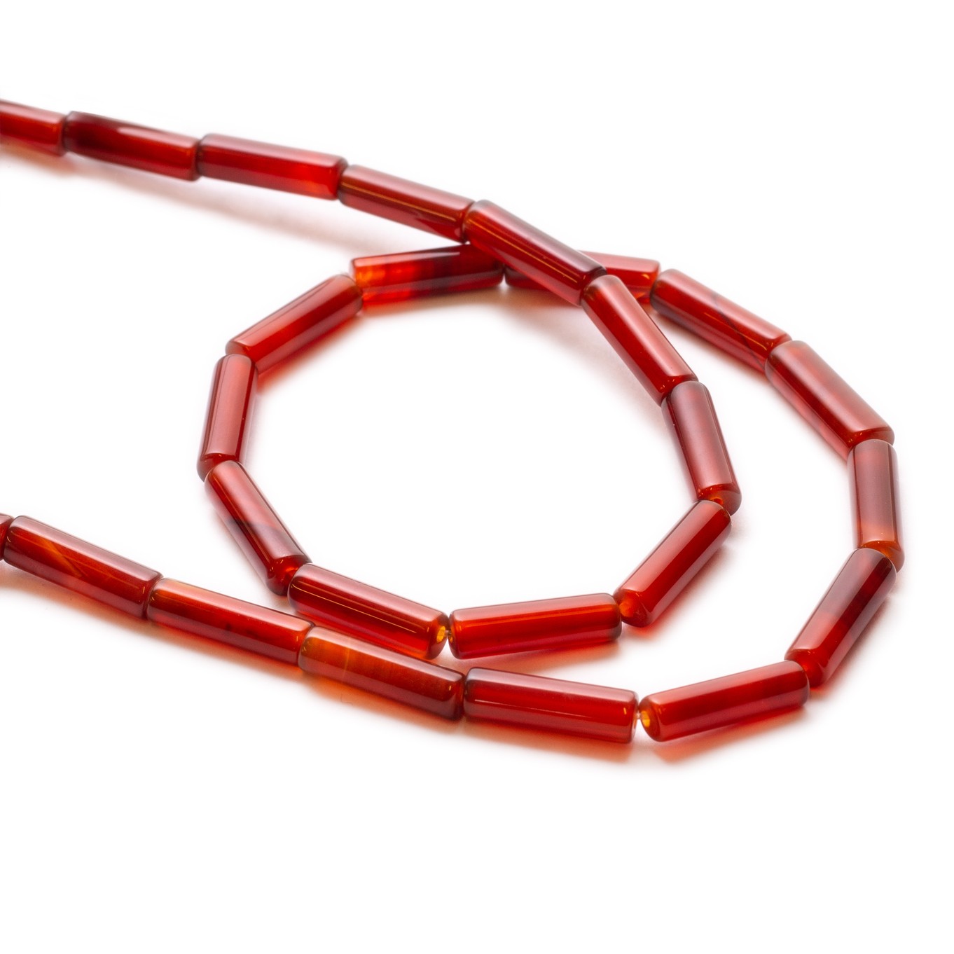 Carnelian Tube Beads - Approx 13x4mm