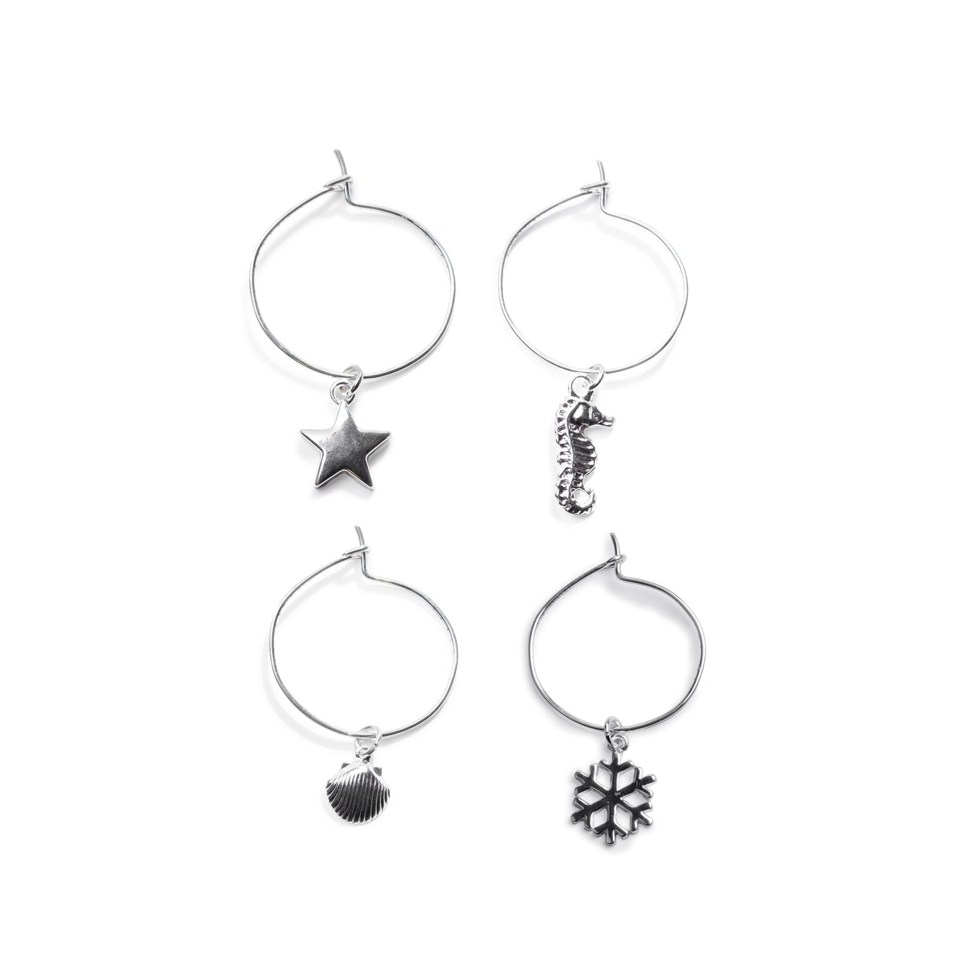 Silver Plated Wine Glass Charms Kit - Pack of 4