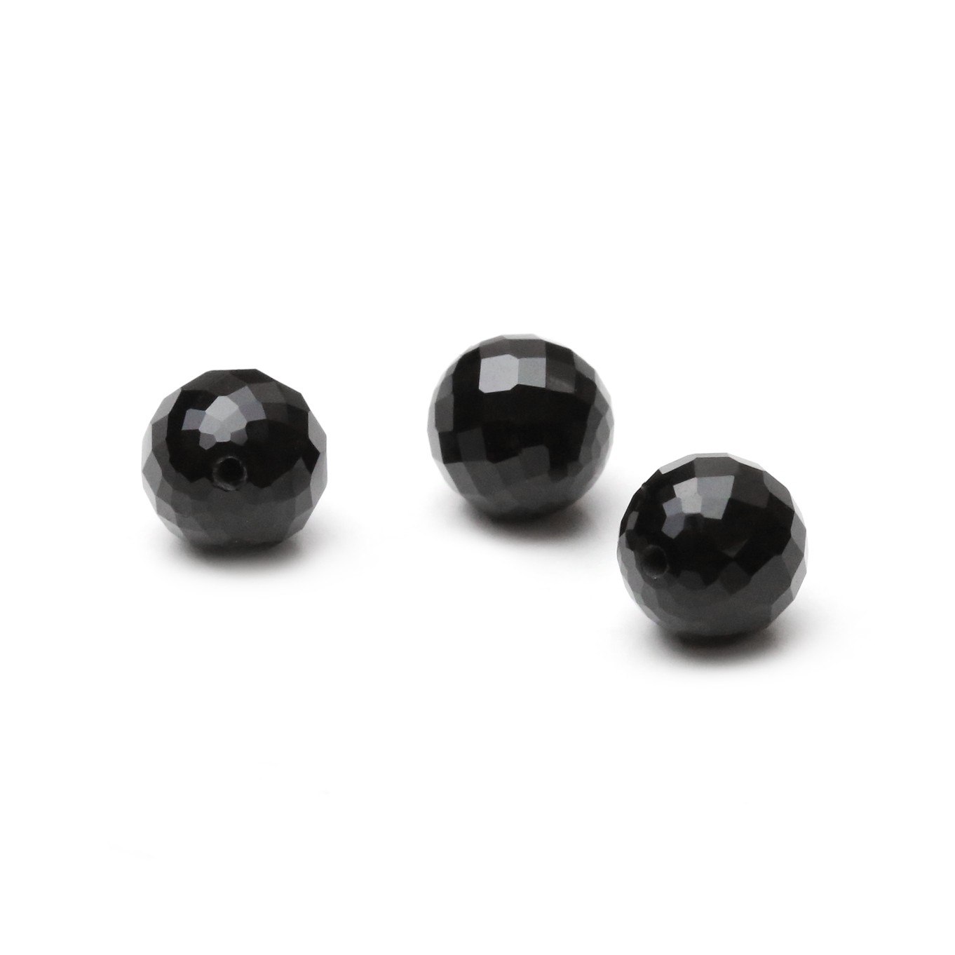 Black Onyx Half Drilled Faceted Beads - Approx 6mm Round