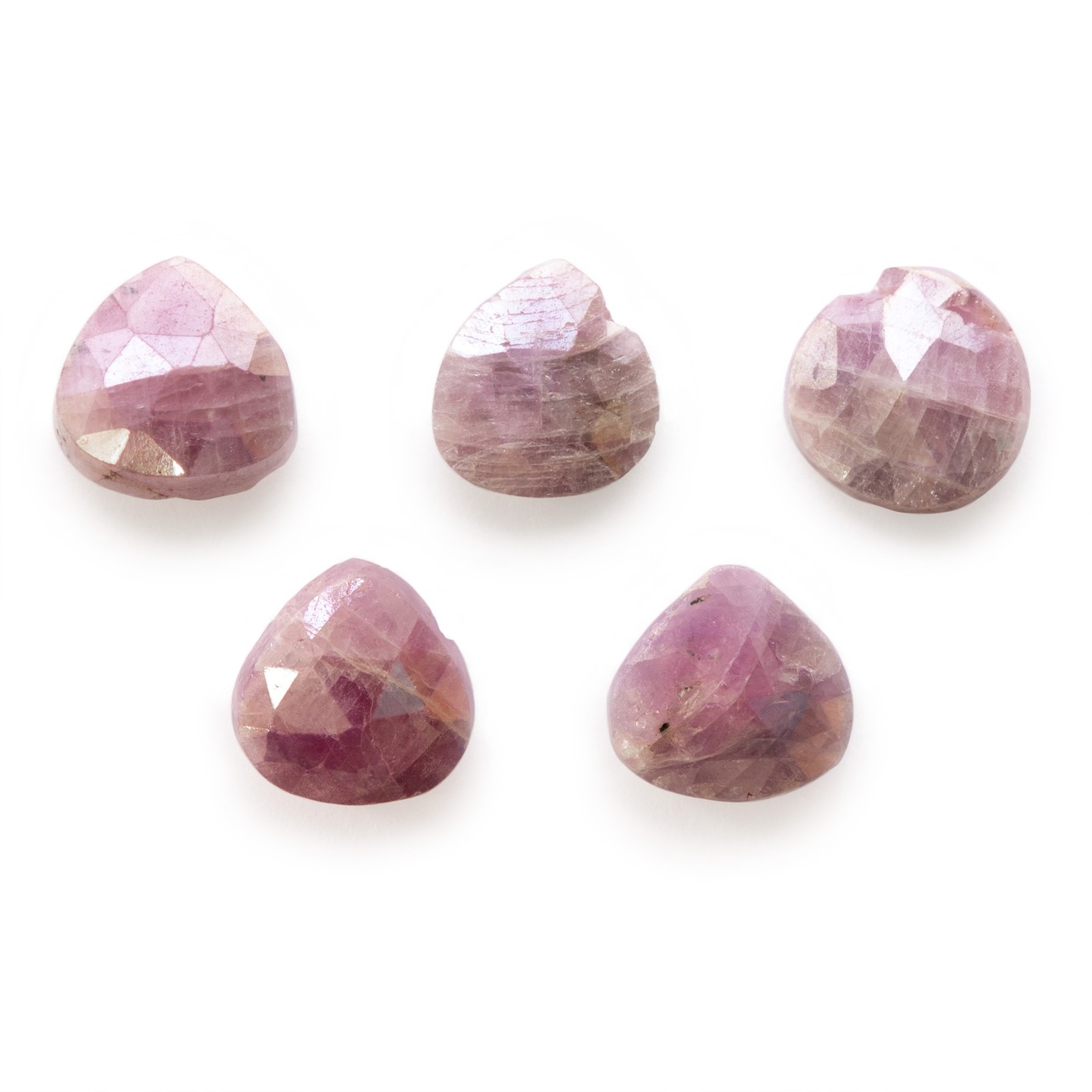 Mystic Coated Faceted Ruby Heart Shaped Briolette Beads - Approx From 6x5mm