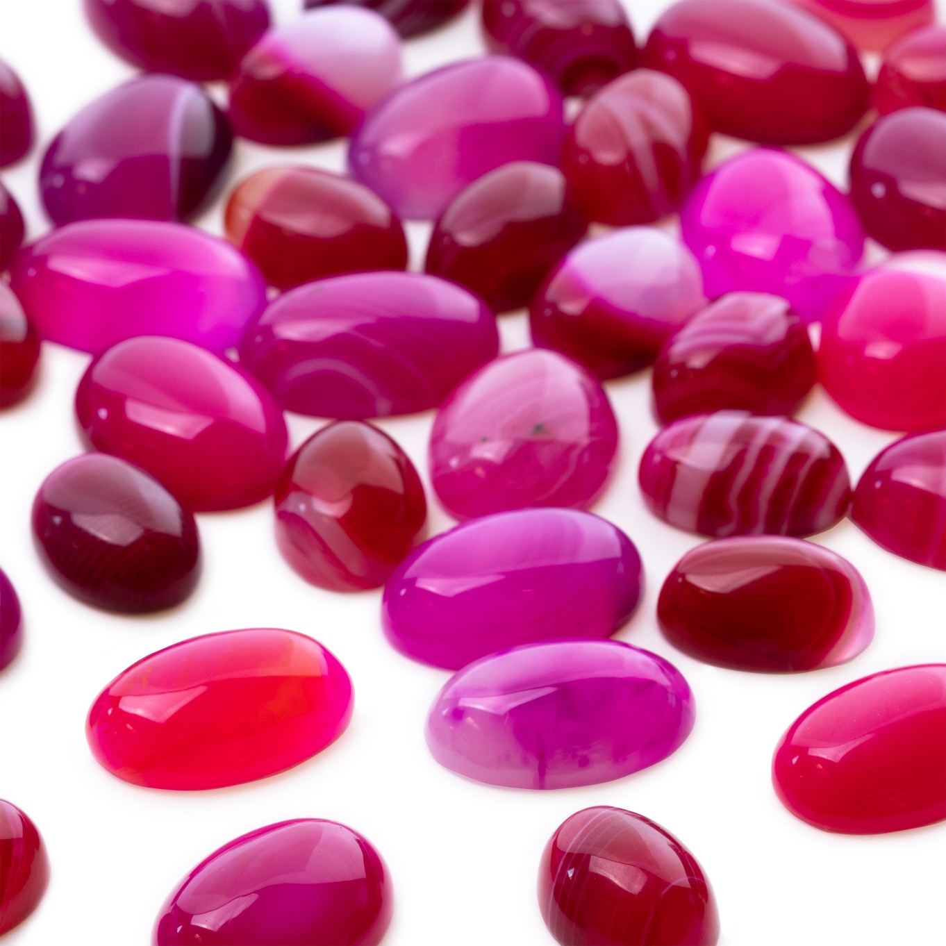 Pink Banded Agate Gemstone Cabochons - Various Sizes