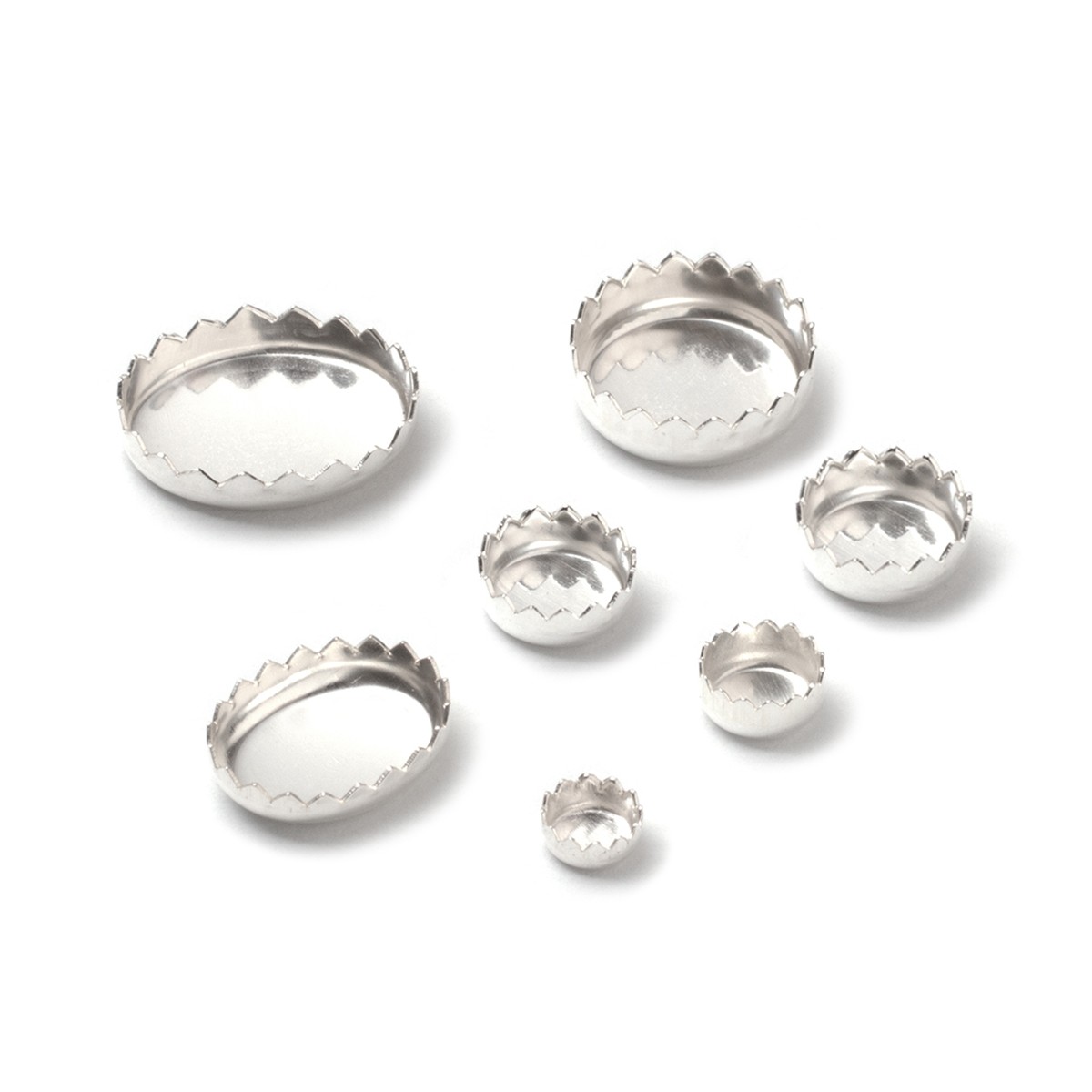 Sterling Silver Serrated Edge Bezel Cups For Cabochons