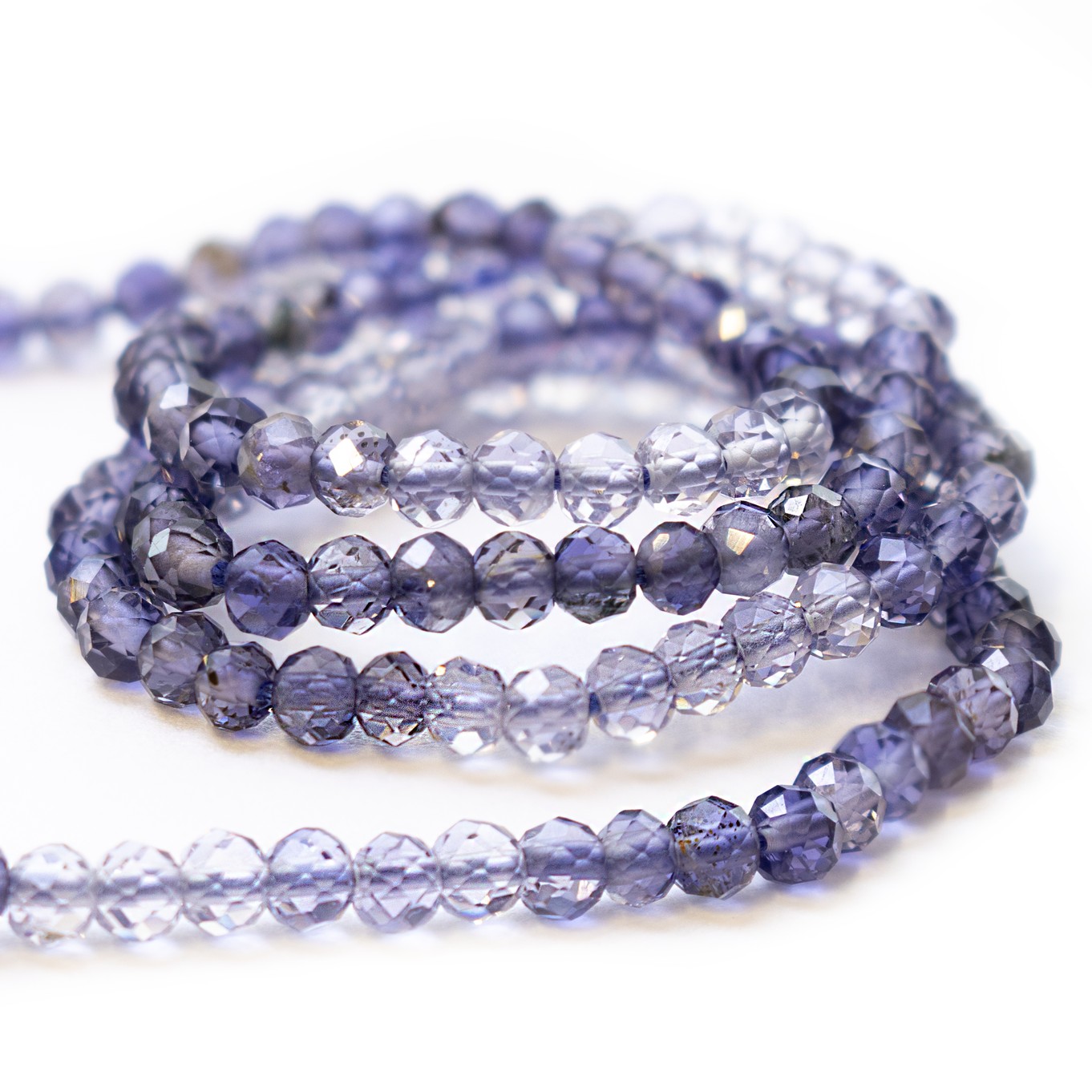 Iolite Shaded Micro Faceted Round Beads - Approx From 2mm