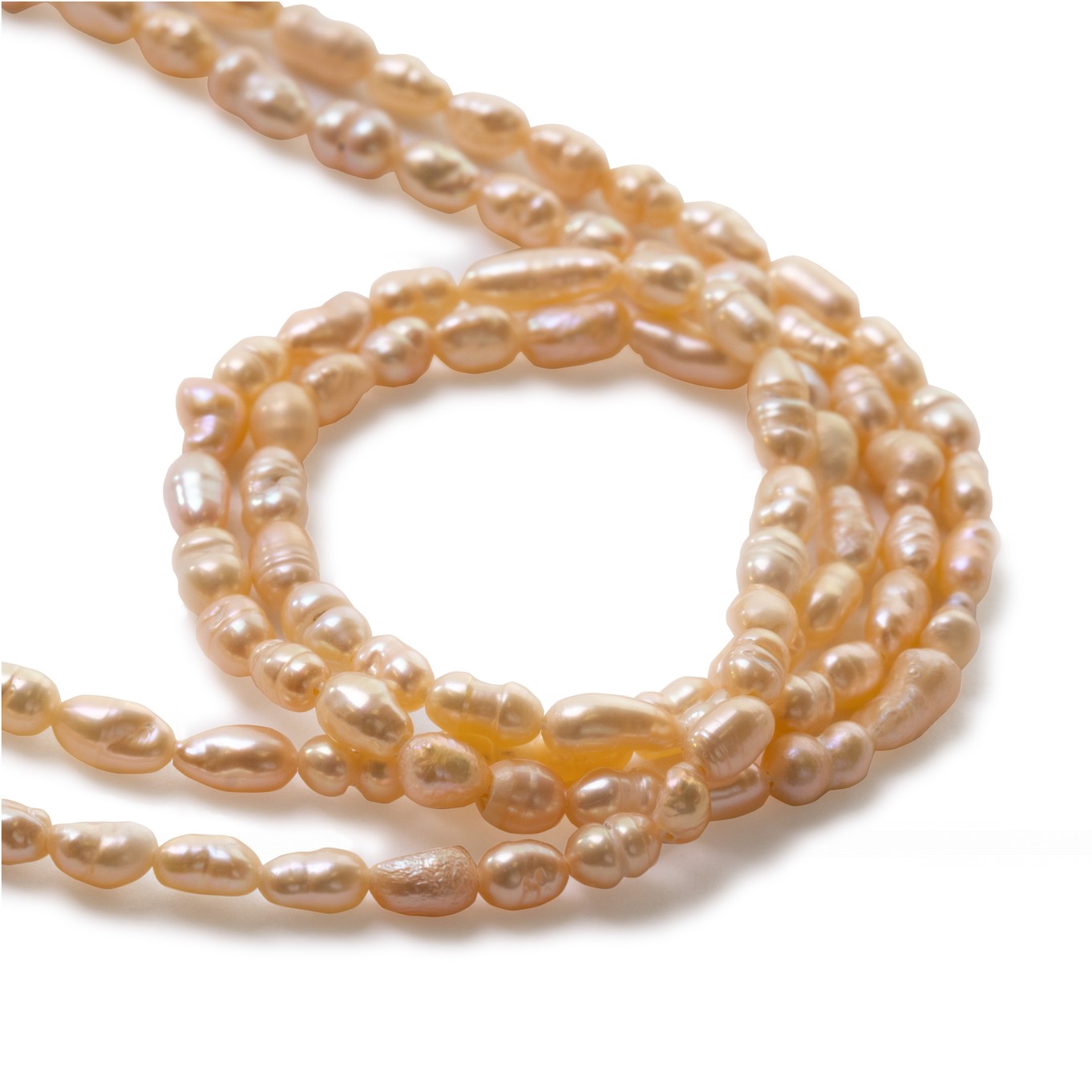 Cultured Freshwater Rustic Peach Rice Pearls - Approx From 5.5 x 3mm