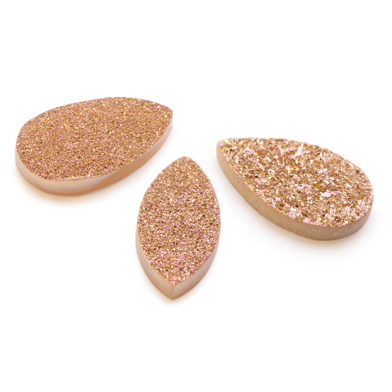 Sunset Blush Flat Drusy Cabochons