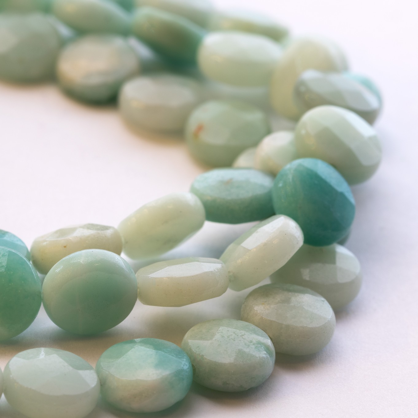 Amazonite Faceted Coin Beads - Approx 10mm