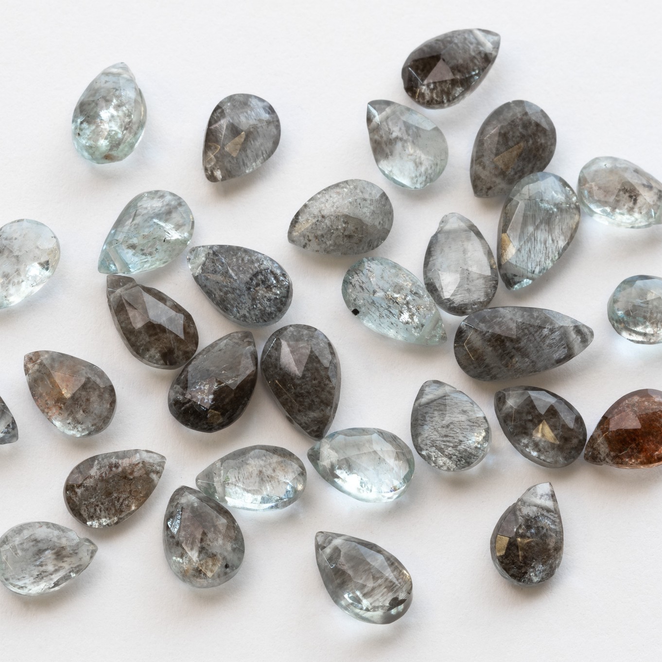 Moss Aquamarine Faceted Teardrop Briolette Beads - Various sizes