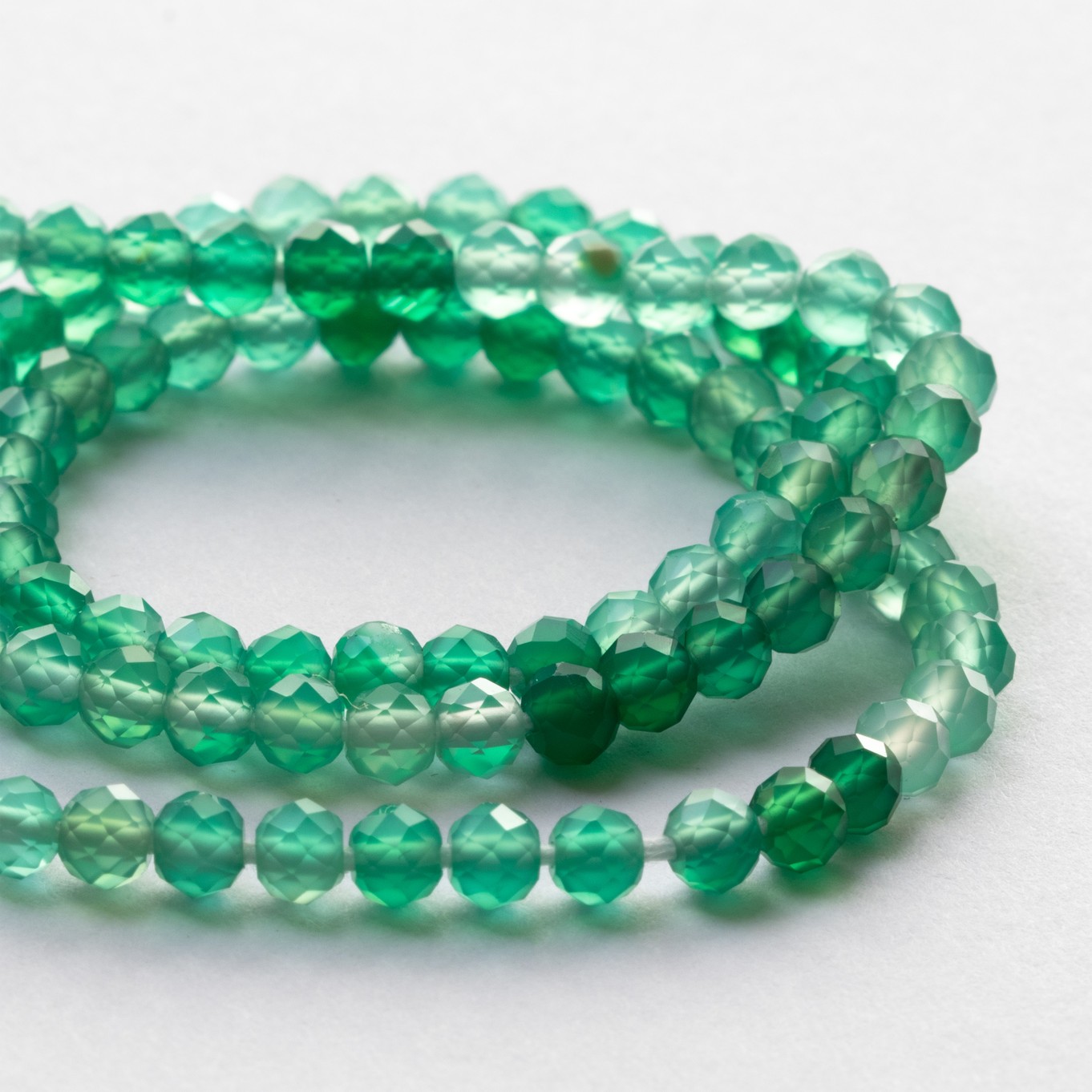 Green Onyx Faceted Rondelle Beads - Approx 3.5x3mm 