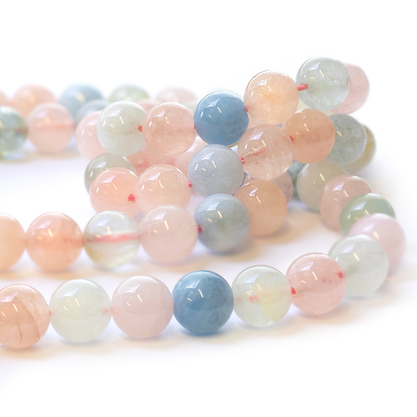 Morganite And Aquamarine Round Beads - Various sizes