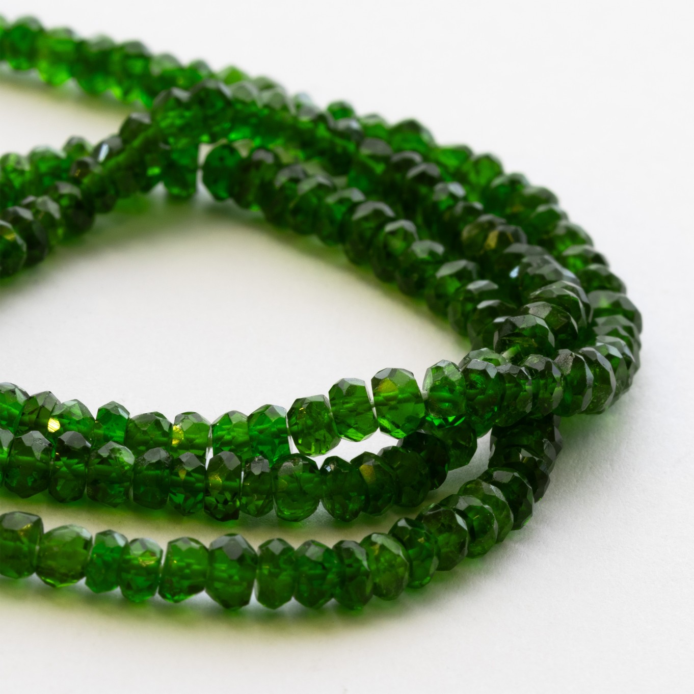 Chrome Diopside Faceted Rondelle Beads - Approx From 3.5mm